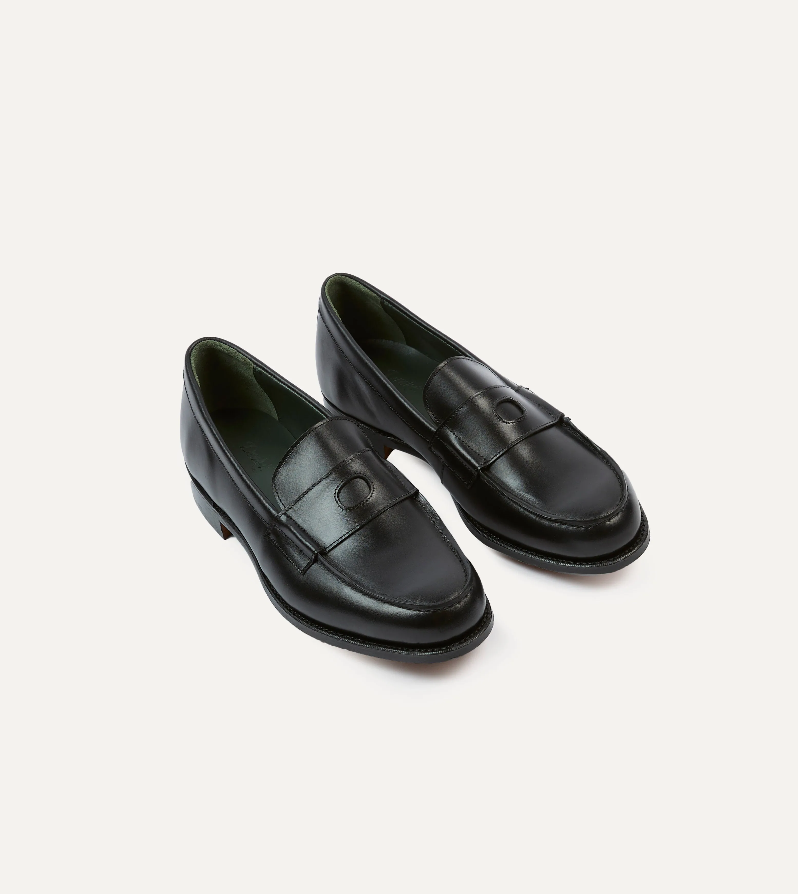 Black Calf Leather Charles Mk II Goodyear Welted Penny Loafer Anti Fall