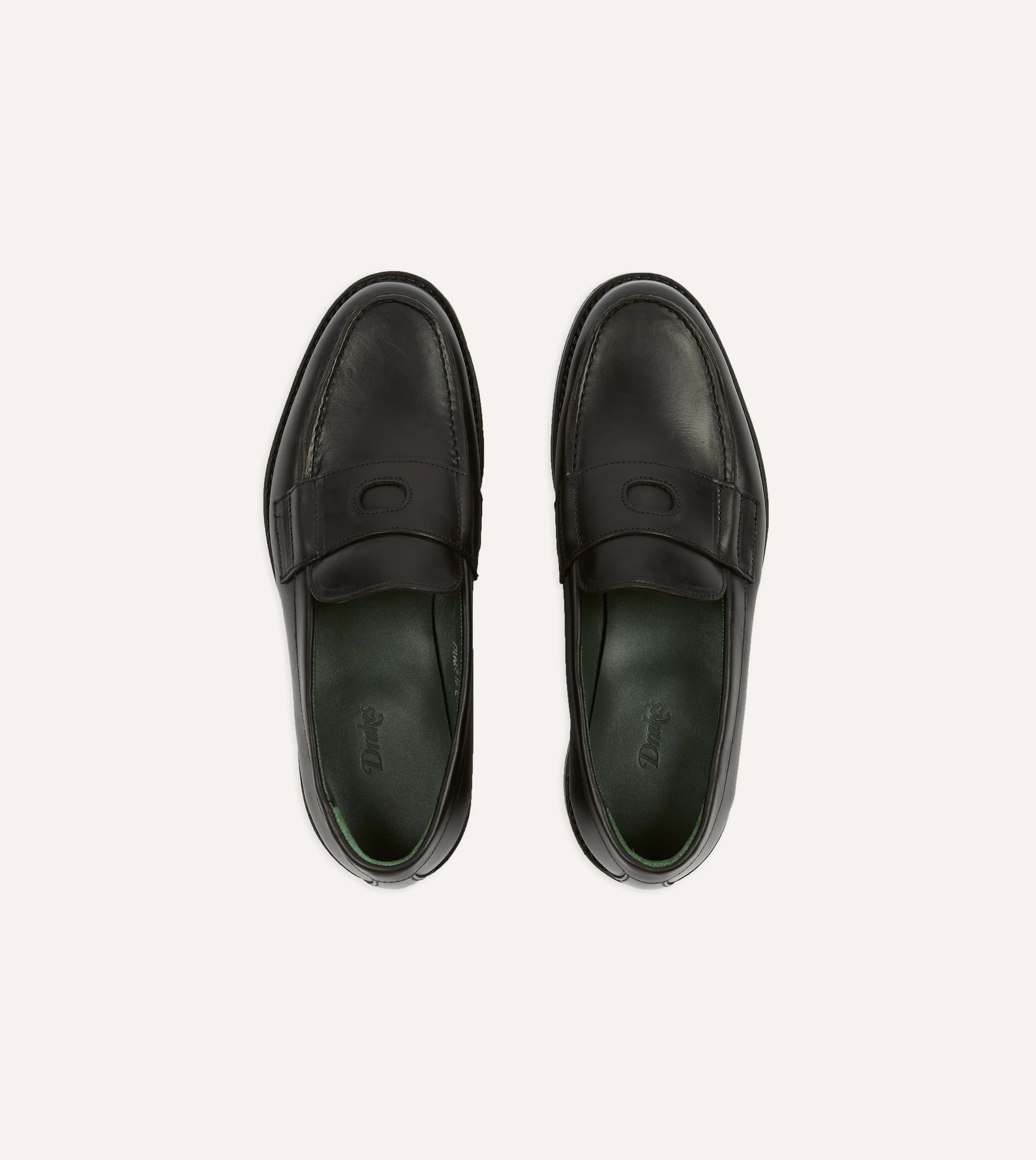 Black Leather Charles Goodyear Welted Penny Loafer Stylish Pattern Custom Motion