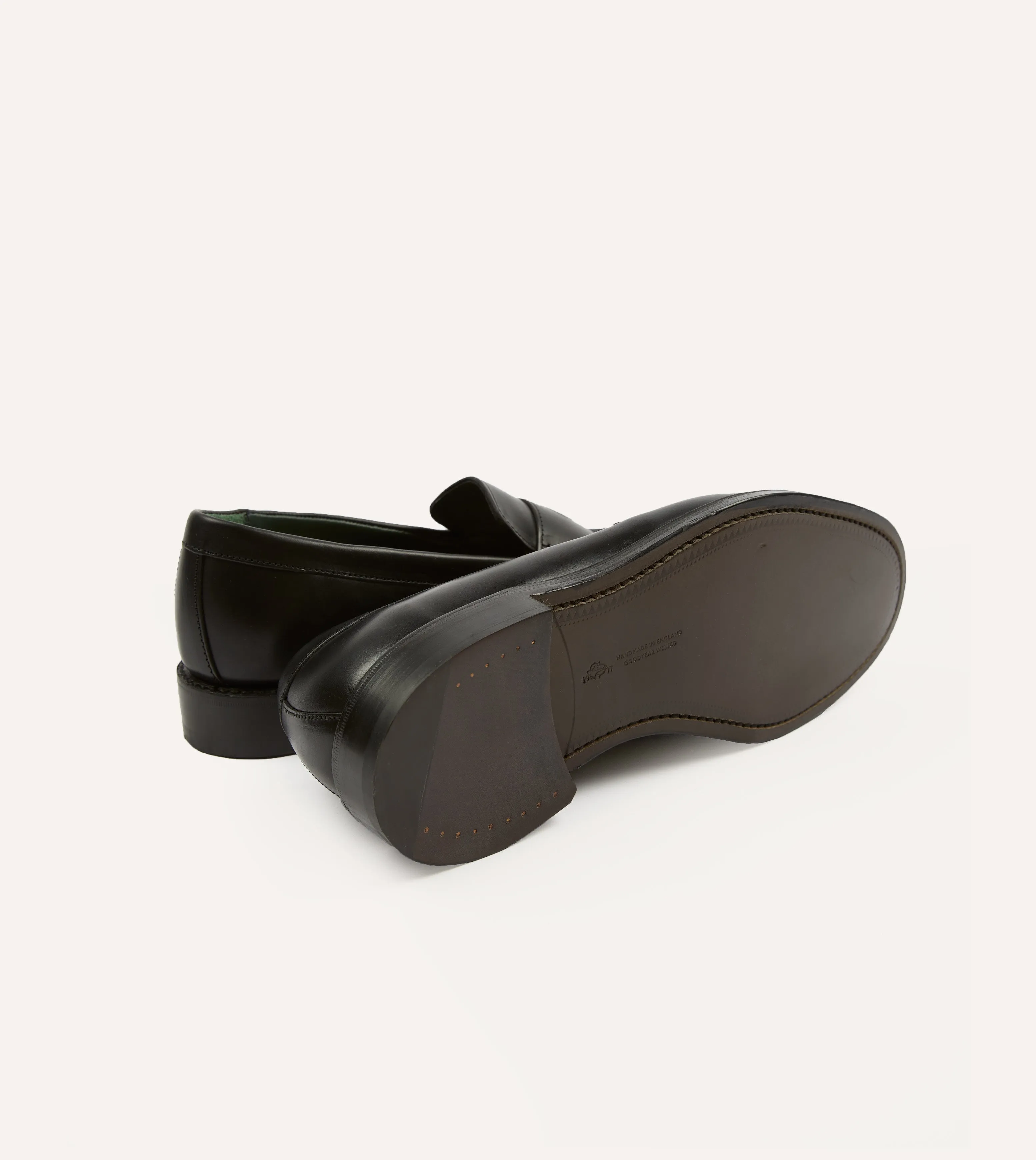 Black Leather Charles Goodyear Welted Penny Loafer Premium Footwear First Move
