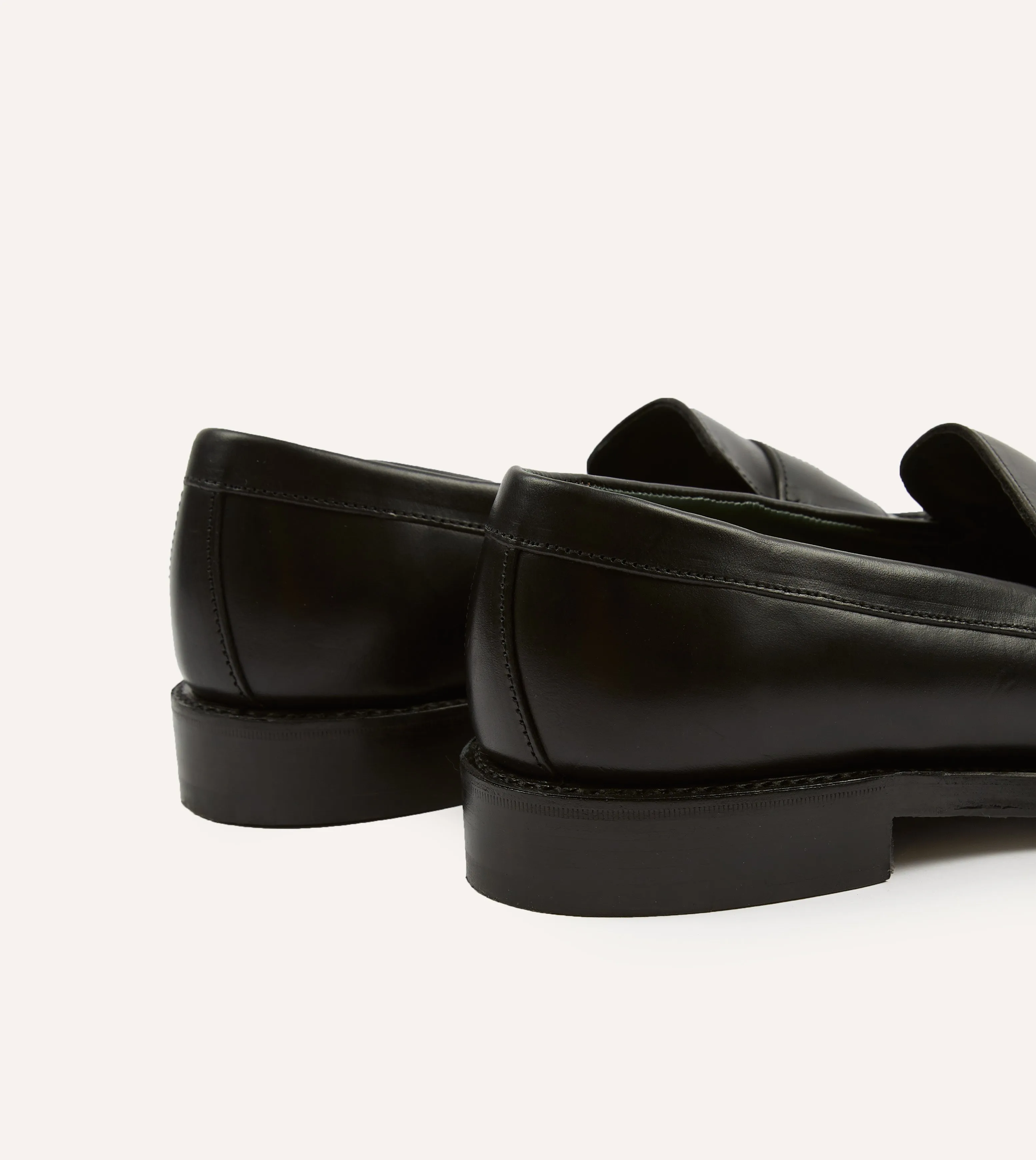 Black Leather Charles Goodyear Welted Penny Loafer Fashionable Design