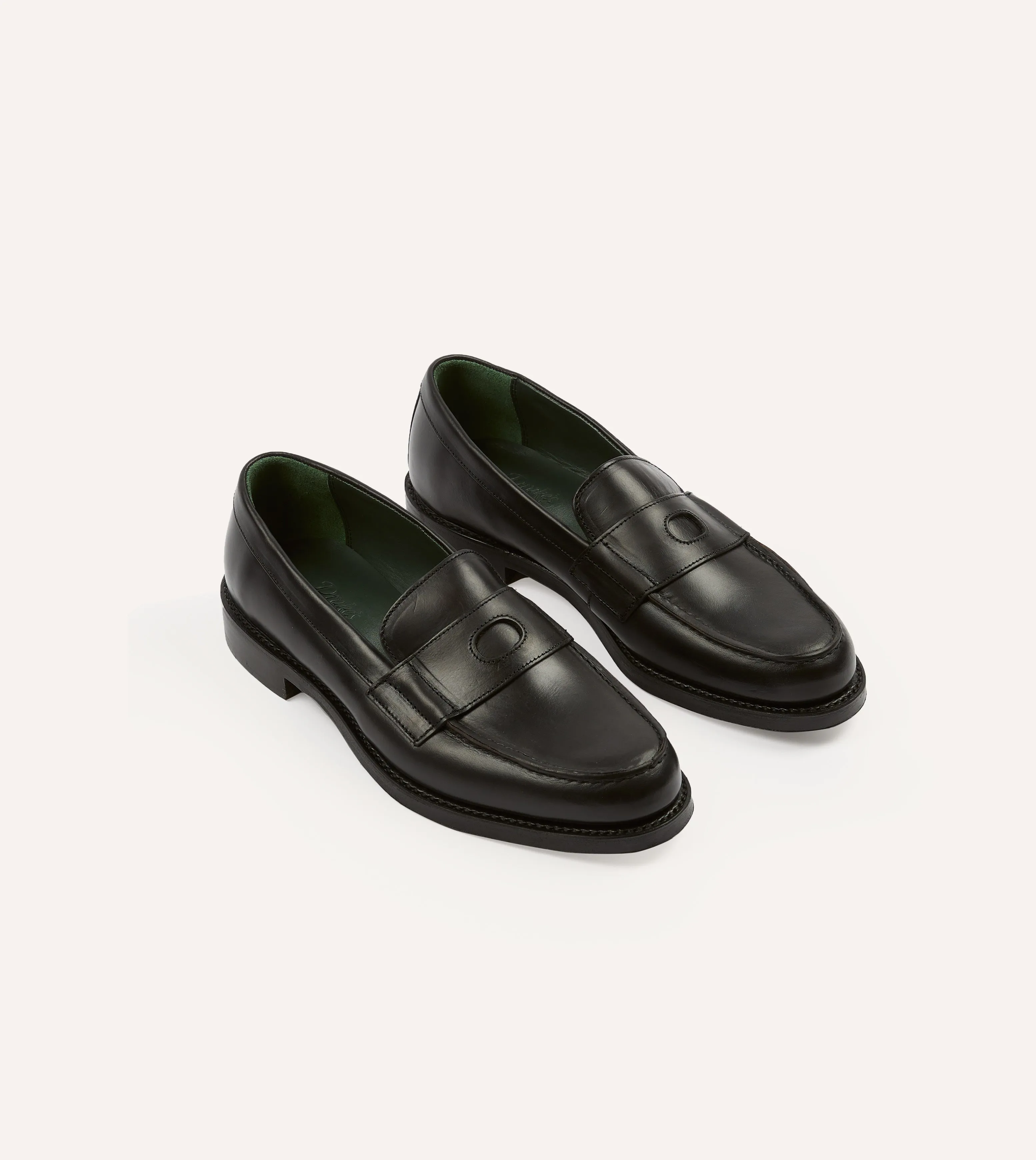 Leather Touch Black Leather Charles Goodyear Welted Penny Loafer