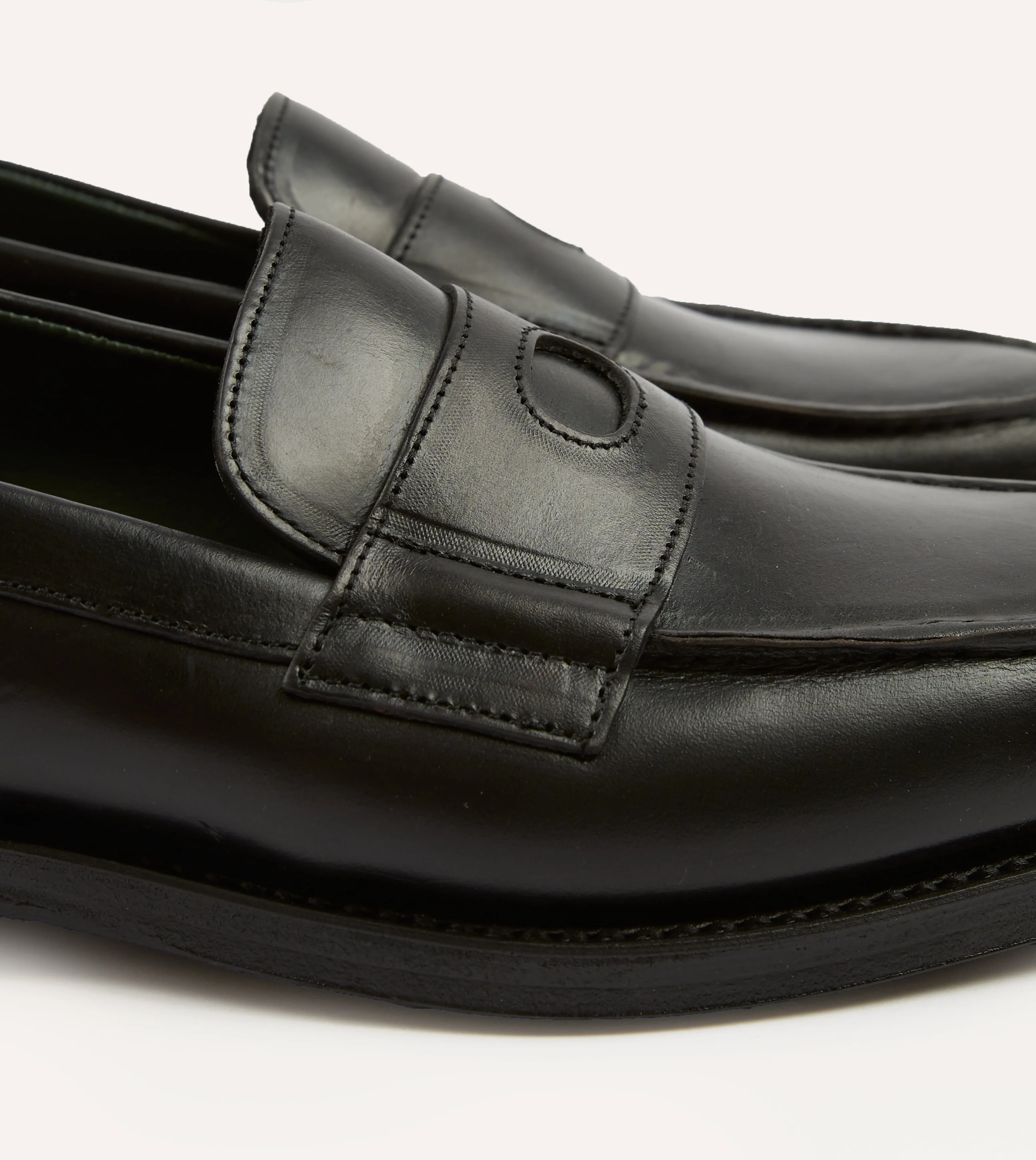 Black Leather Charles Goodyear Welted Penny Loafer Everyday Basics Anti Grip