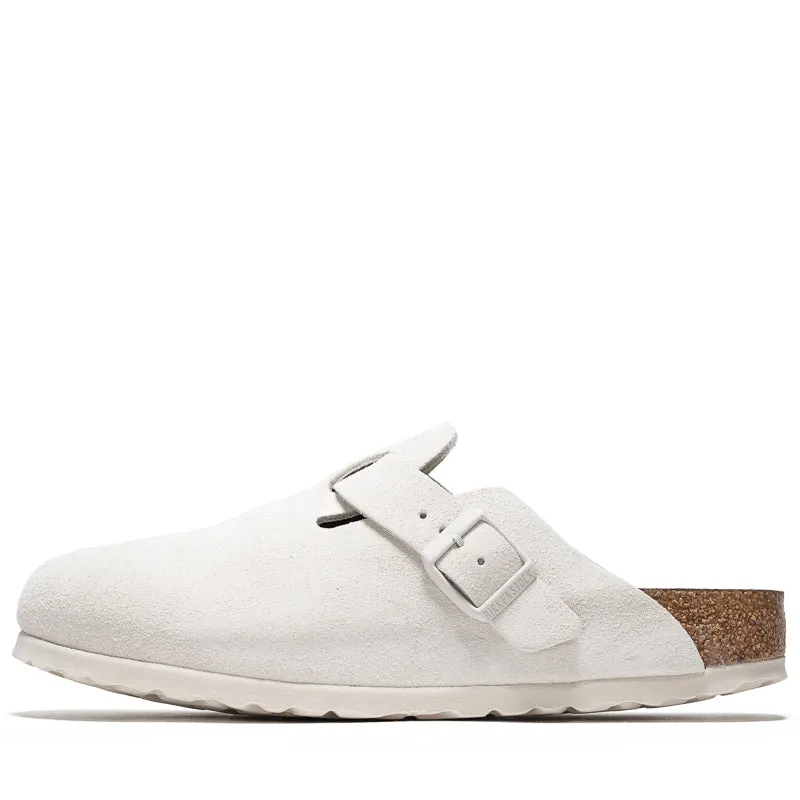 Easy Lifestyle Women's Birkenstock Boston Soft Footbed Suede - Antique White