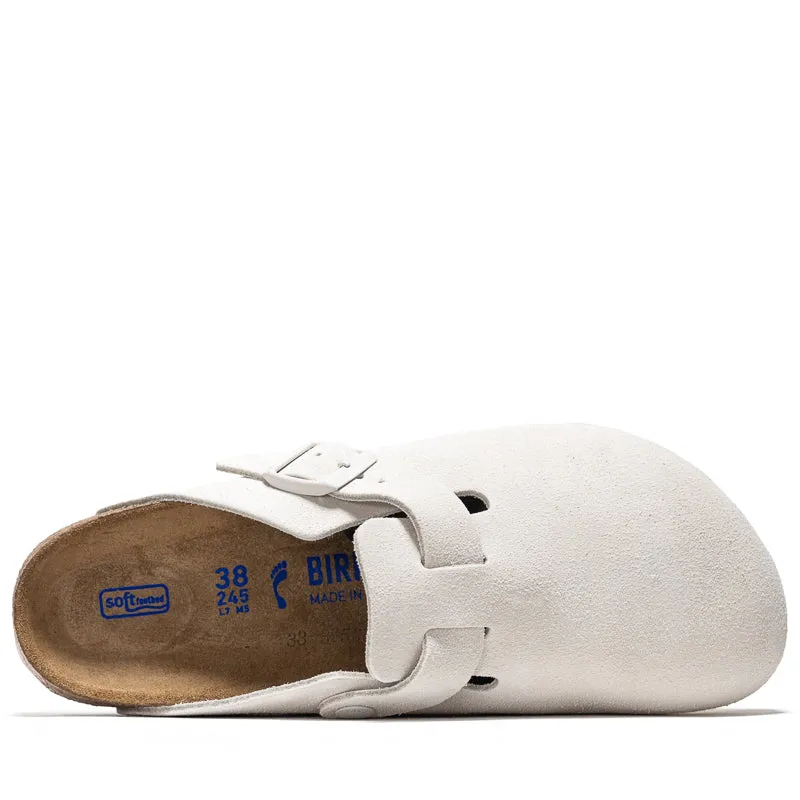 Seamless Look Women's Birkenstock Boston Soft Footbed Suede - Antique White