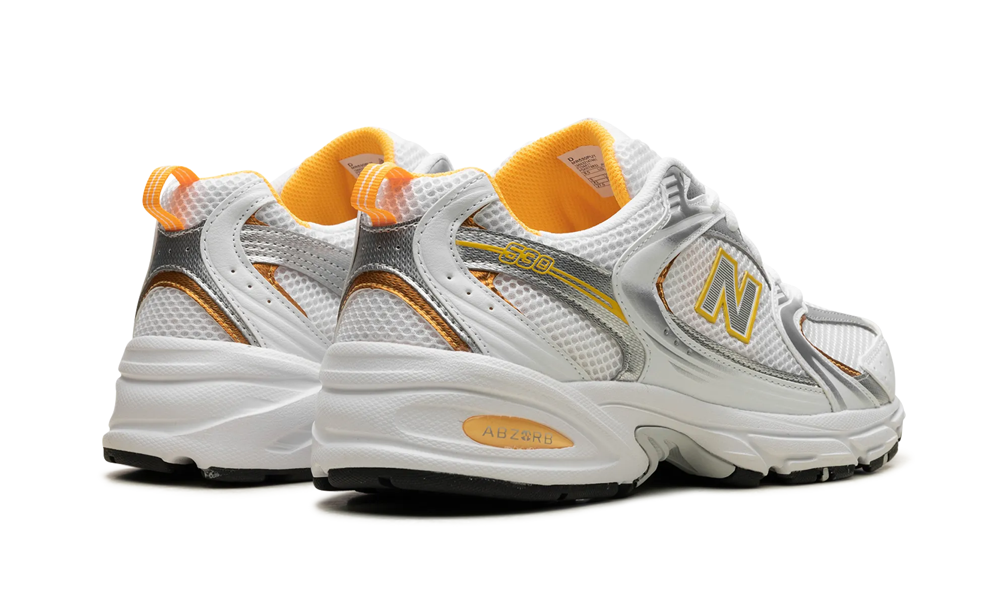 530 "White Vibrant Apricot Silver Metallic" zippered gel insole shoes