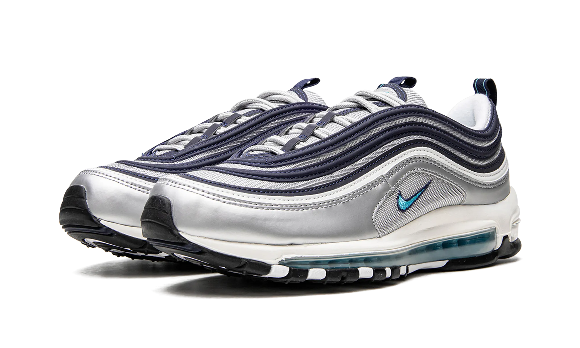 Air Max 97 "Metallic Silver / Chlorine Blue" Narrow - toe - box Grass