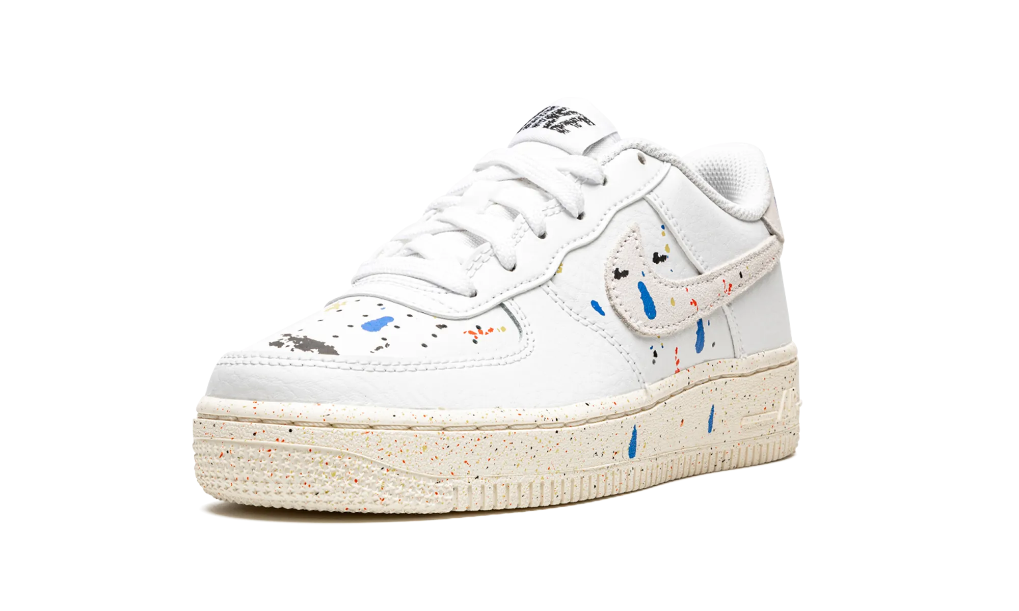 Step Ease Active Everyday Air Force 1 LV8 3 GS "Paint Splatter - White"