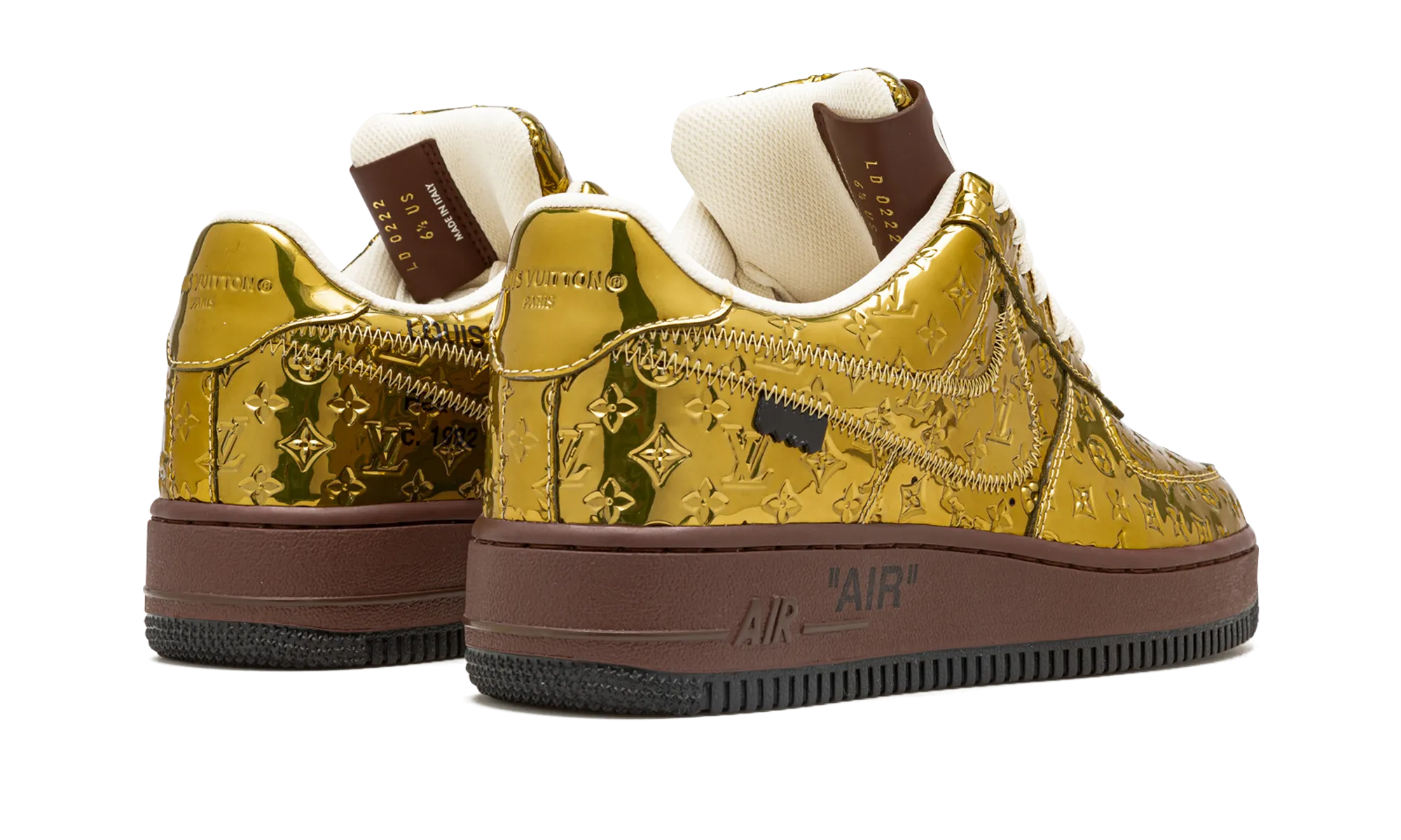 Sustainable Production Process Long Time Wear Louis Vuitton Air Force 1 Low "Virgil Abloh - Metallic Gold"
