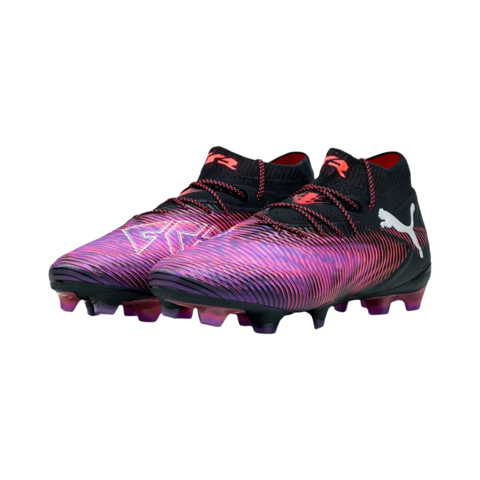 Heat Step Easy Pair Puma Future 8 Ultimate FG Football Boots (Black/White/Glowing Red)