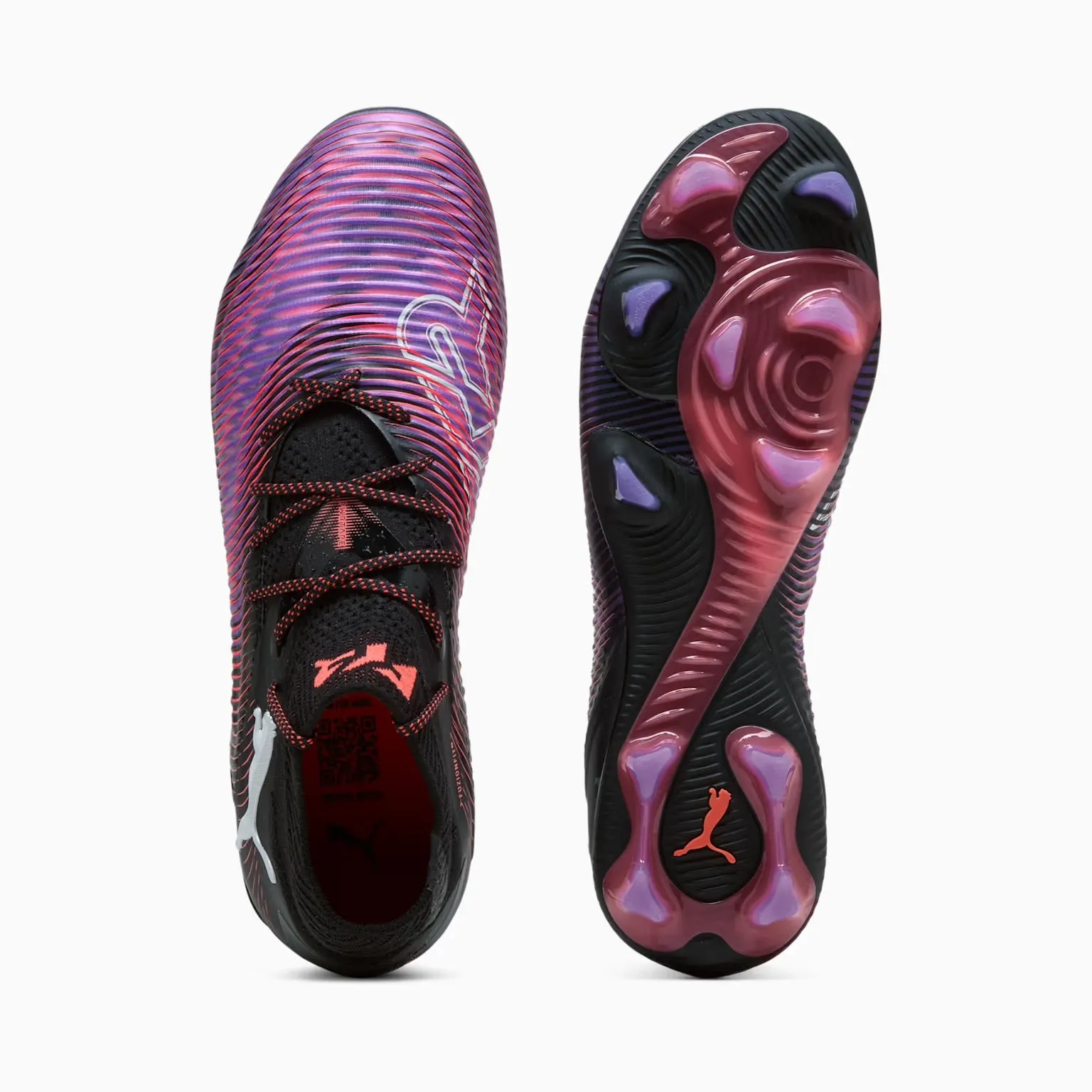 Puma Future 8 Ultimate FG Football Boots (Black/White/Glowing Red) Flower Path Fashion Fit