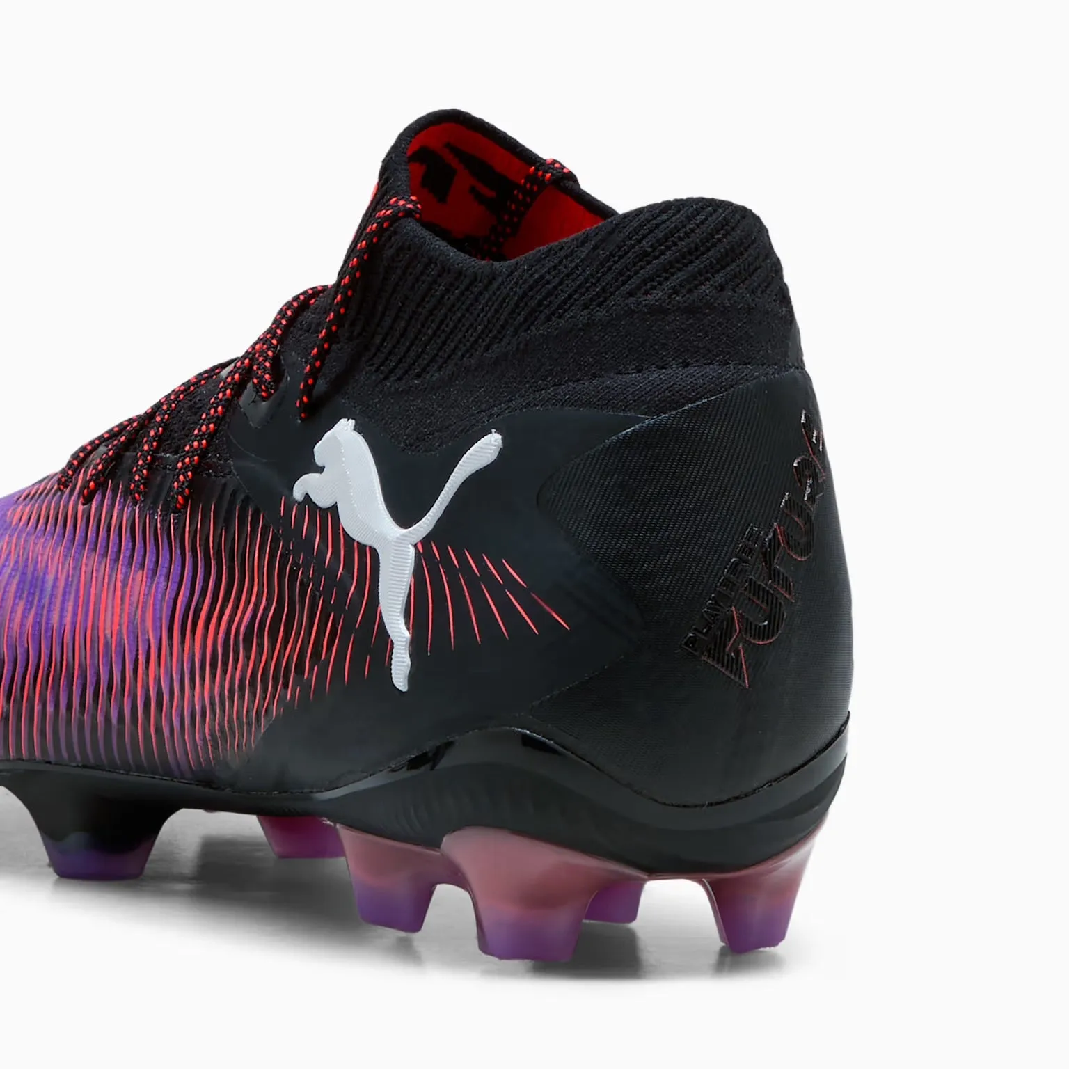 Puma Future 8 Ultimate FG Football Boots (Black/White/Glowing Red) Light Grip Decorative stitching