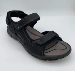 Compact Design Air Trip IMAC Italian Leather Velcro Sandals Black/Grey - 196269 3400/018