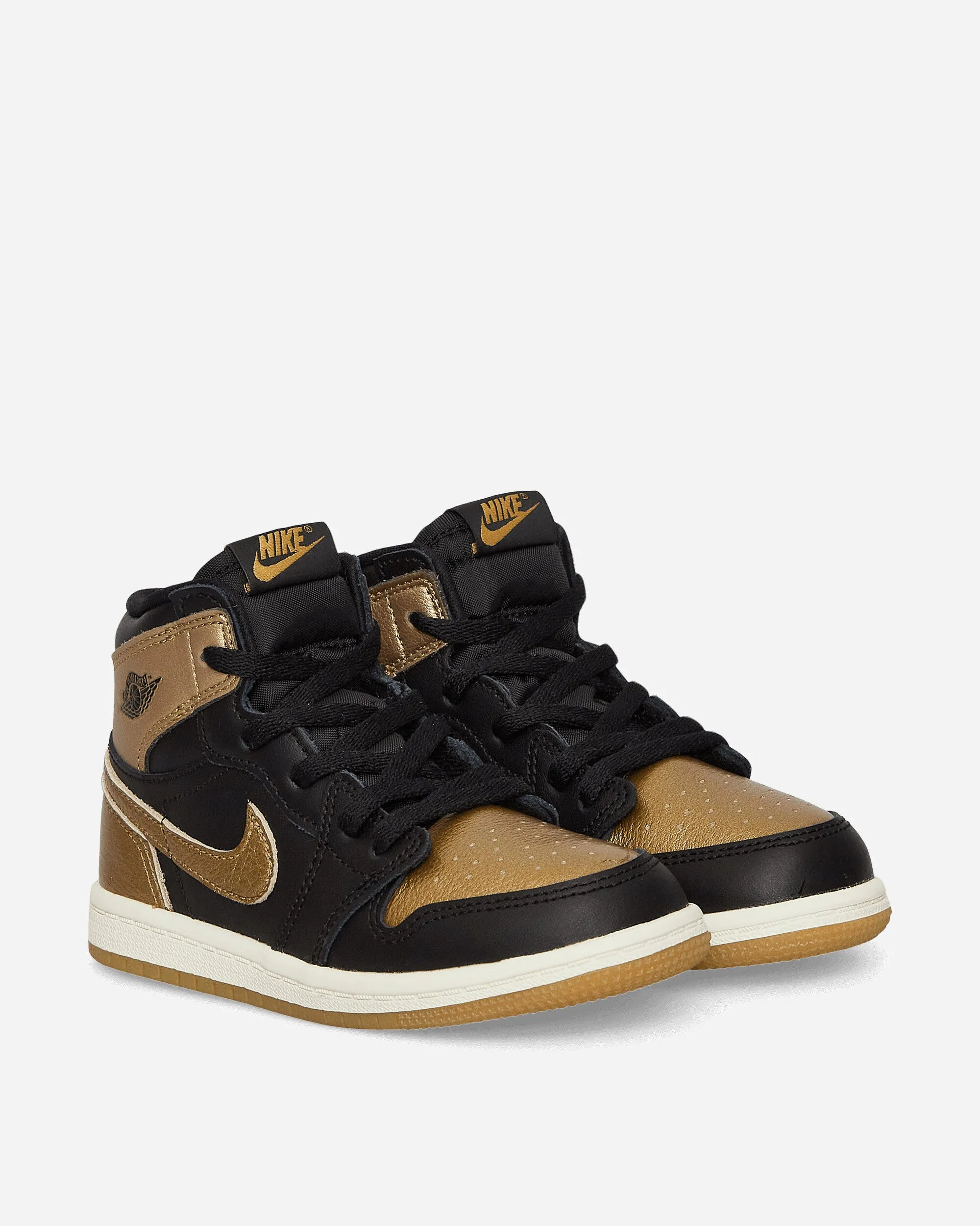 Air Jordan 1 Retro High OG (TD) Sneakers Black / Gold Easy Comfort Pull On Design