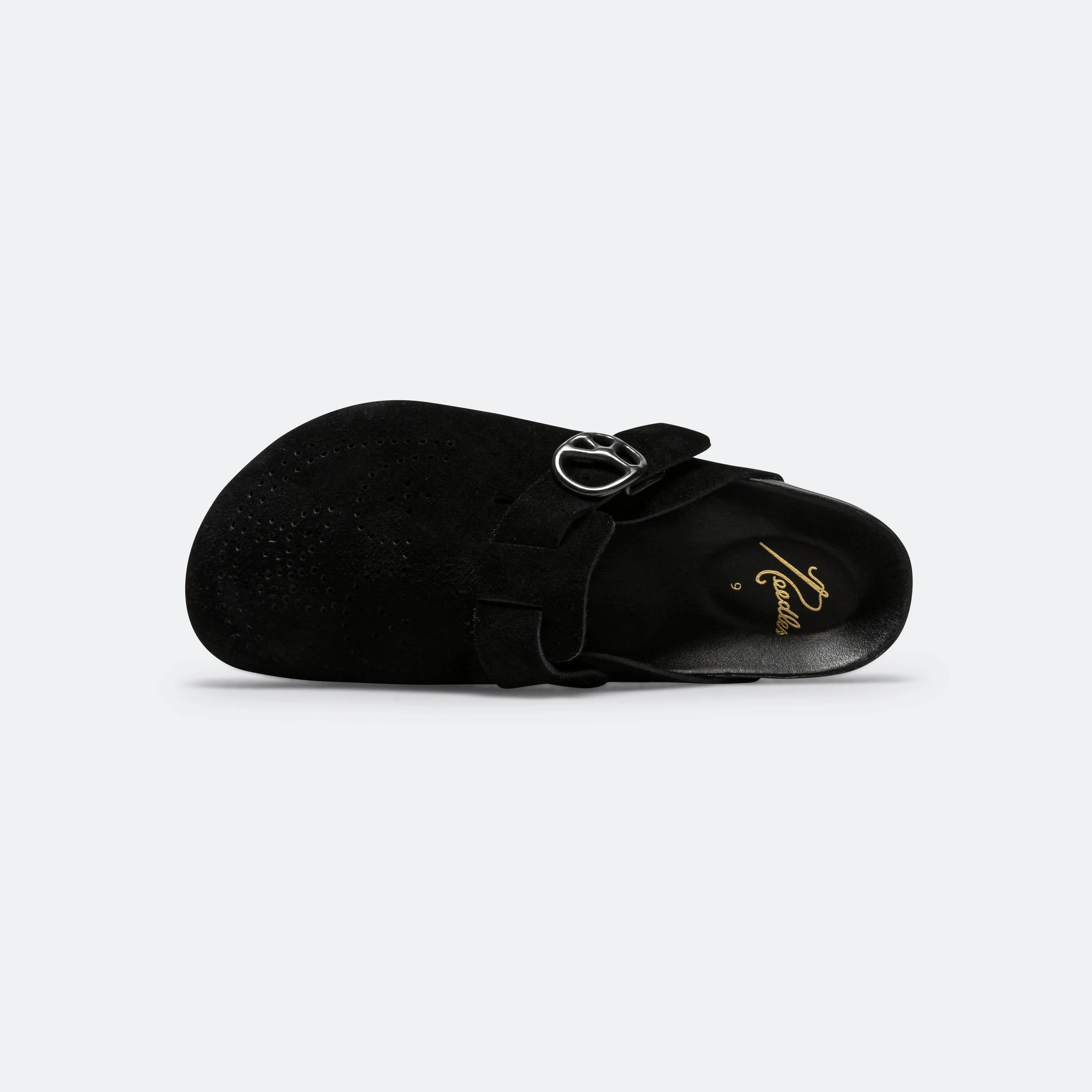 Stylish Clog Sandal - Black Suede Leather