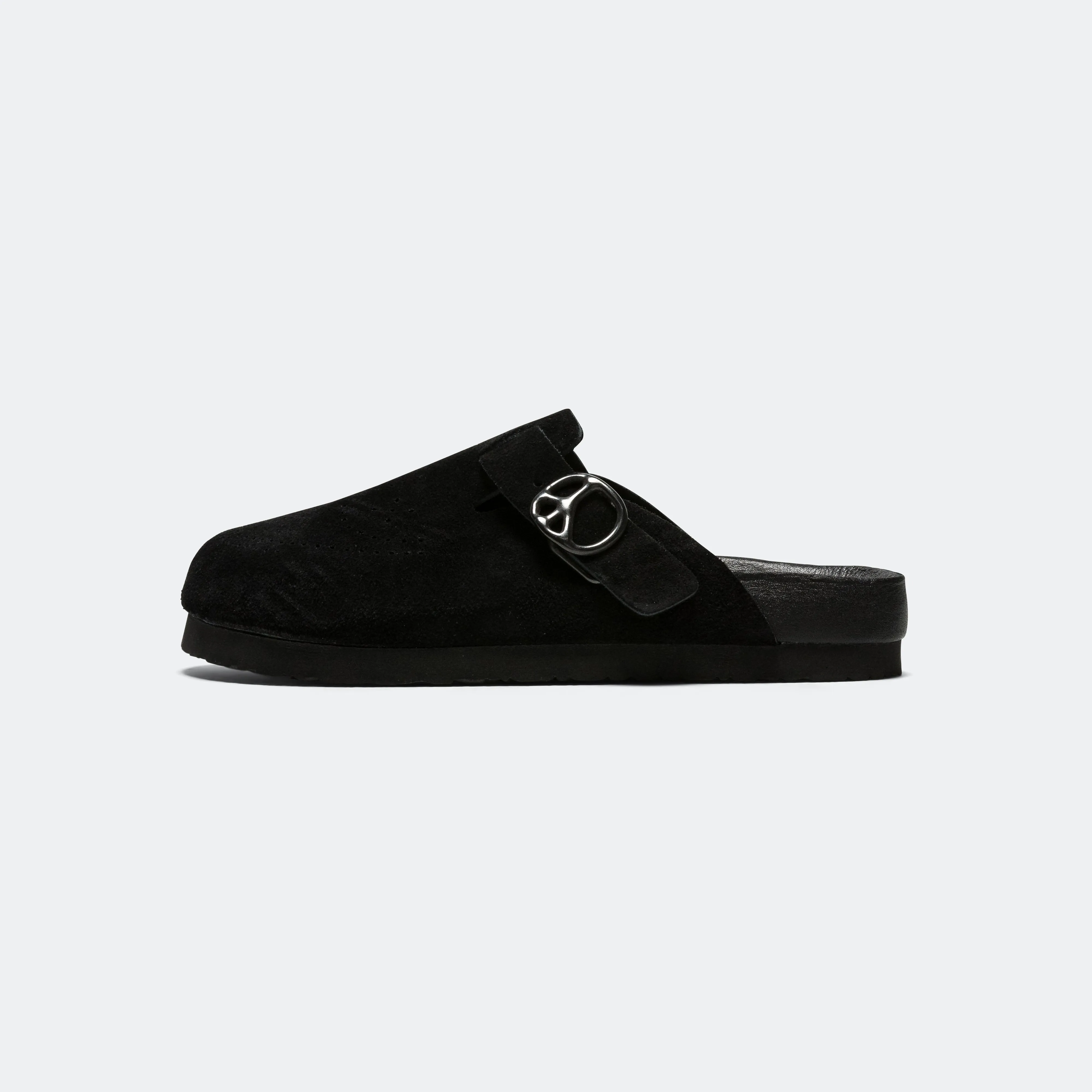 suede upper Clog Sandal - Black Suede Leather
