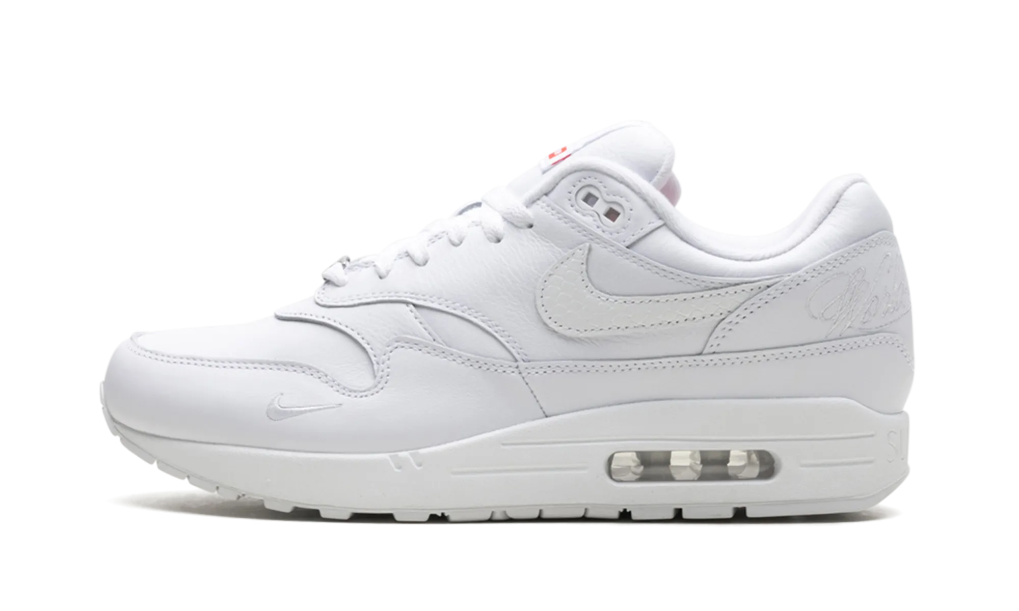 Air Max 1 '87 SP "Supreme Triple White" running shoes with rubber sole