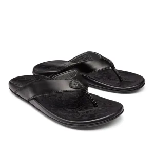 Resort Ready Olukai Mekila Leather Beach Sandals - 10488-4040 Black