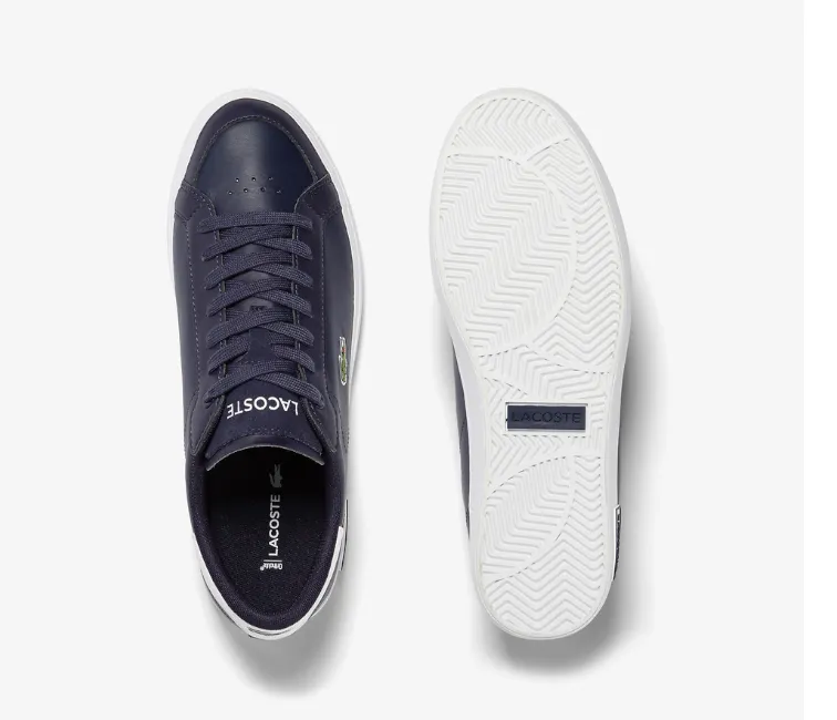 Slip Resistant Sole Crisp Look Men's Lacoste Powercourt 123 3 (Navy/White)