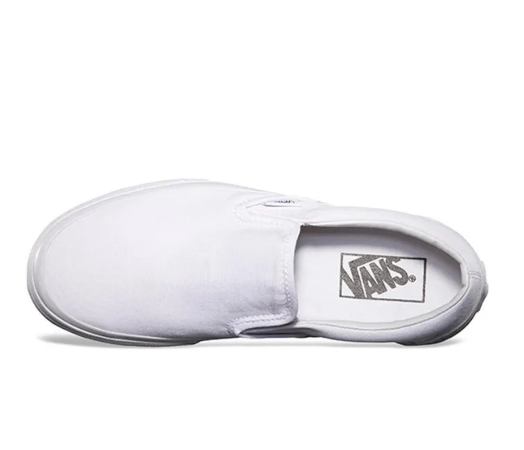 Tactile Grip Patterns Foot Arch Vans Classic Slip-On (True White)