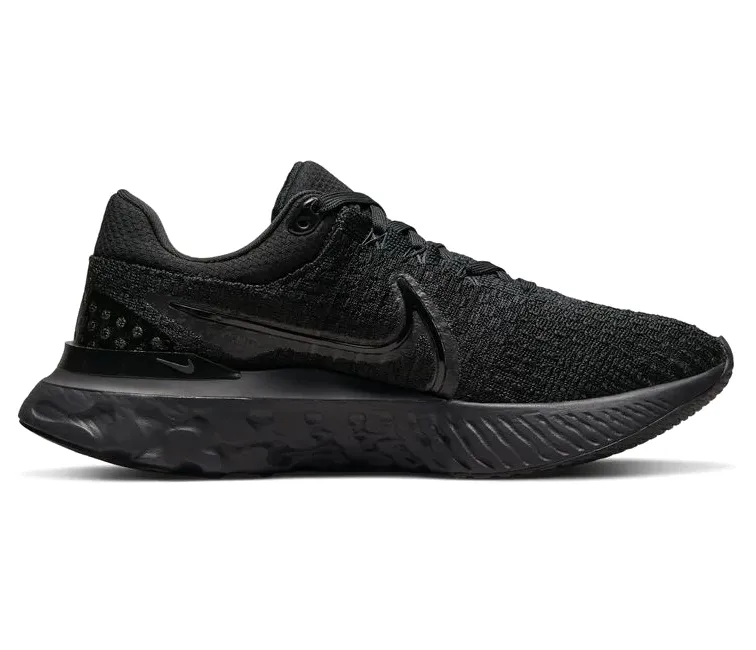 Women's Nike React Infinity Run FK 3 (Triple Black) Contoured Footbed