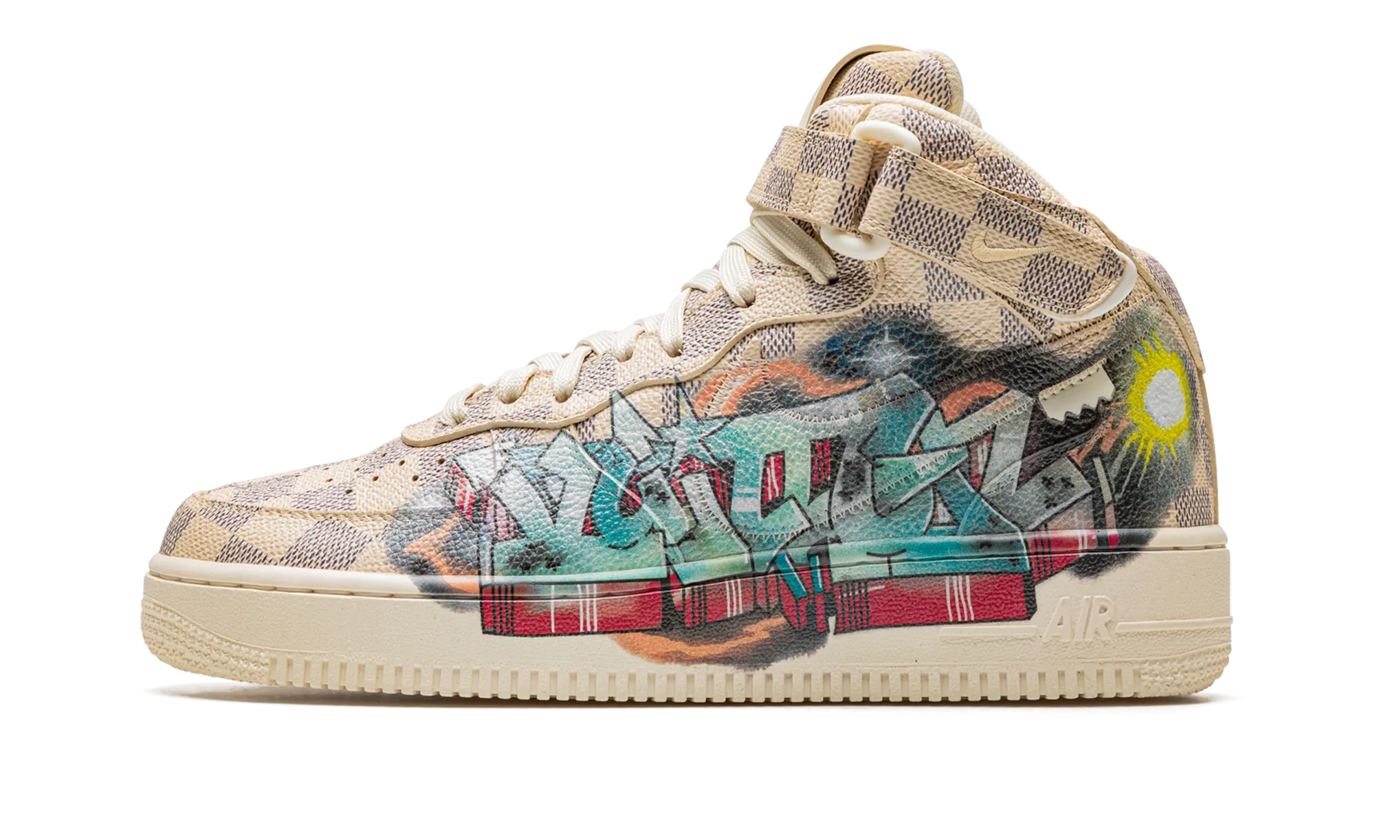 Louis Vuitton Air Force 1 Mid "Virgil Abloh - Graffiti" Abrasion Shield Technology Versatile Look