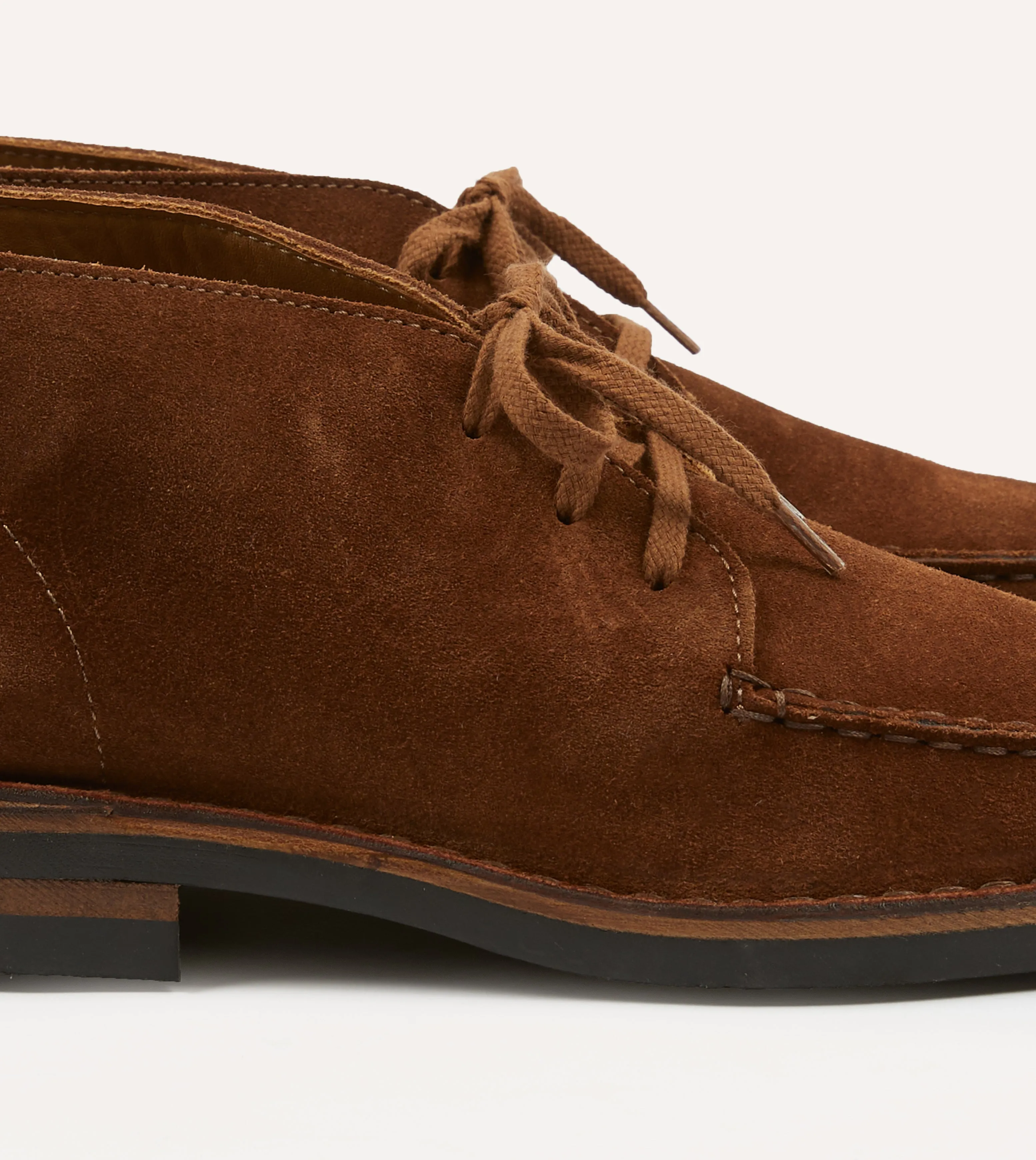 Crosby Moc-Toe Chukka Boot Light Brown Roughout Suede with Rubber Sole Work Session