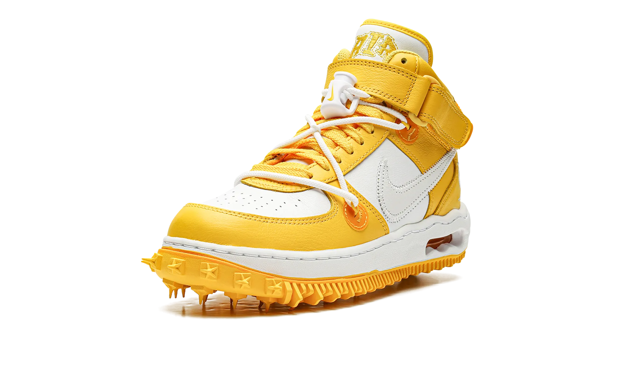 Shock absorption tech Air Force 1 Mid "Off-White - Varsity Maize"