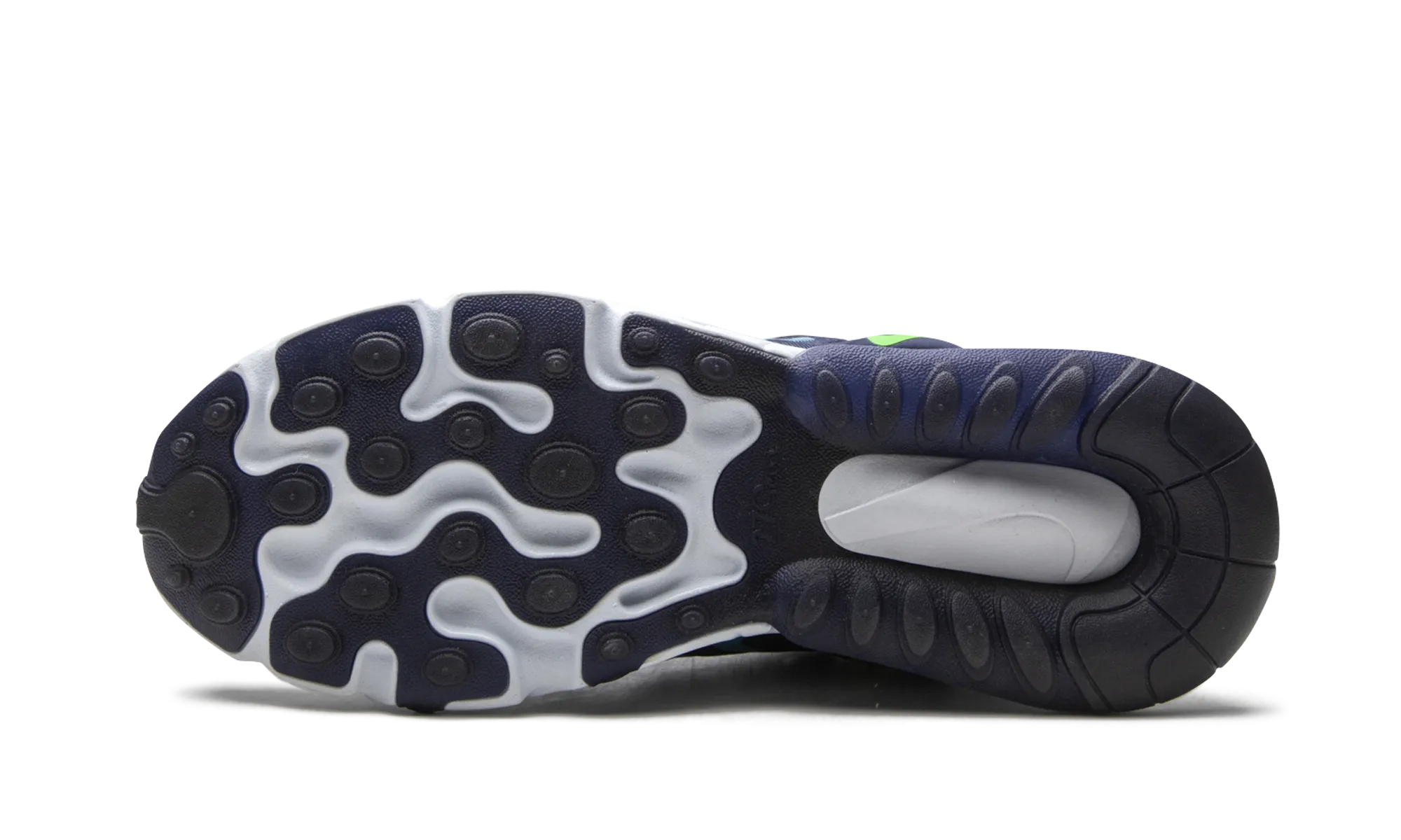 Air Max 270 React ENG GS "Blackened Blue" running in a gorge area shoes