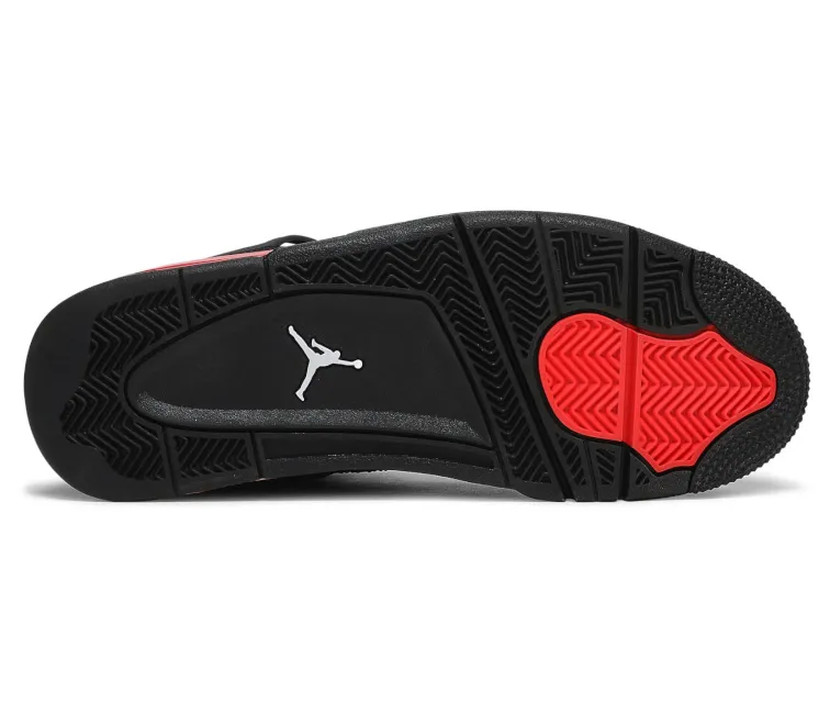 Durable TPR Outsole Vegan Leather Construction Men's Nike Air Jordan 4 Retro (Red Thunder)