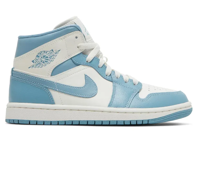 Cushioned Insole CanvasUpper Women's Nike Air Jordan 1 Mid UNC (Sail/Blue)