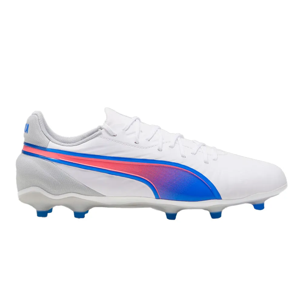 Color Fun Puma King Match FG/AG Footbal Boots (White/Bluemazing/Light Grey)