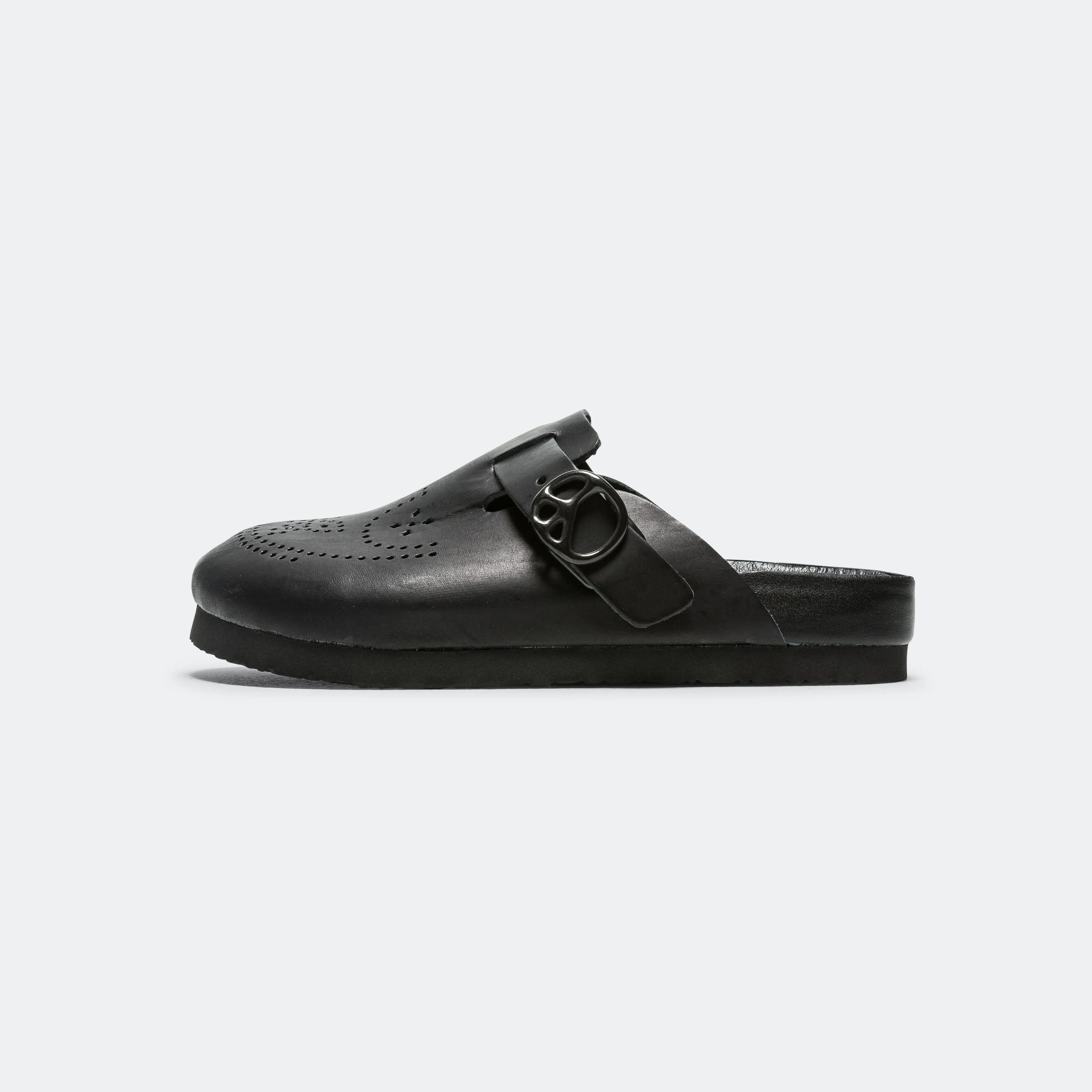 fashionable footwear Clog Sandal - Black Cowhide Leather