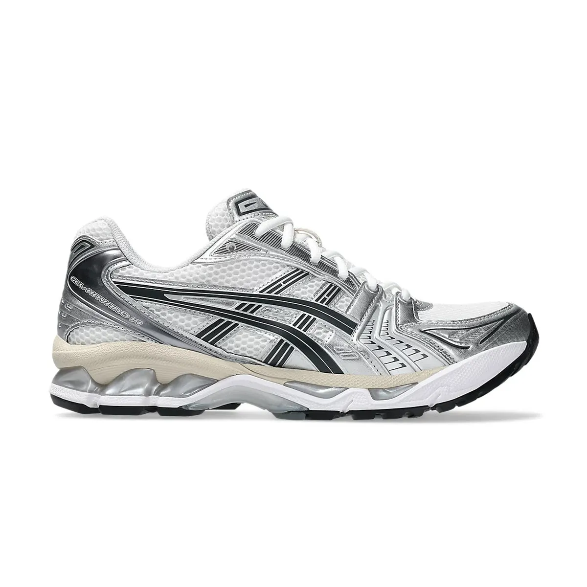 Gel-Kayano 14 'White Graphite Grey' Iconic wear