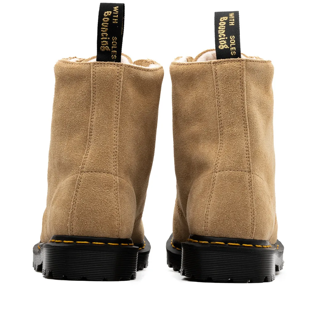 Dr. Martens Barton Suede Boots - Sand Gold Shine Durable Shell Hiking Trails