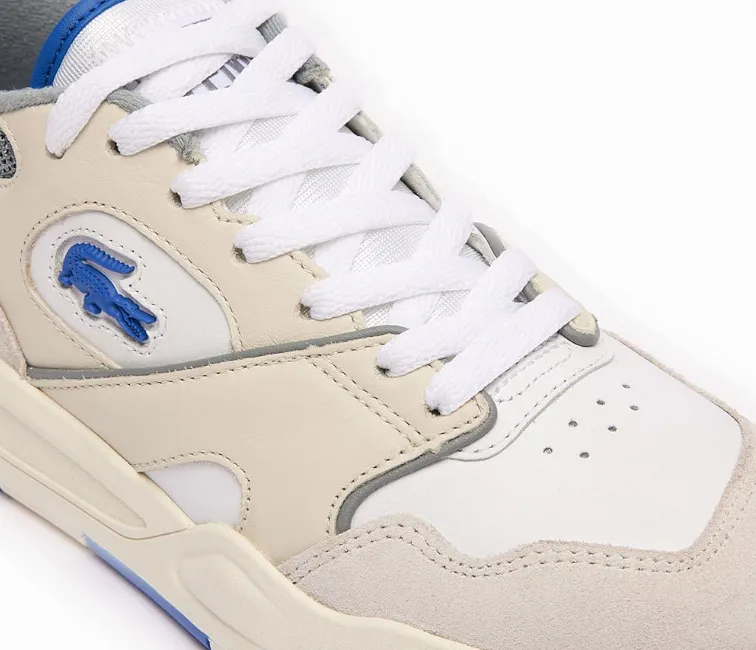 Women??s Lacoste Lineshot 124 1 SFA (White/Blue) Anti Slip Tread Elastic laces