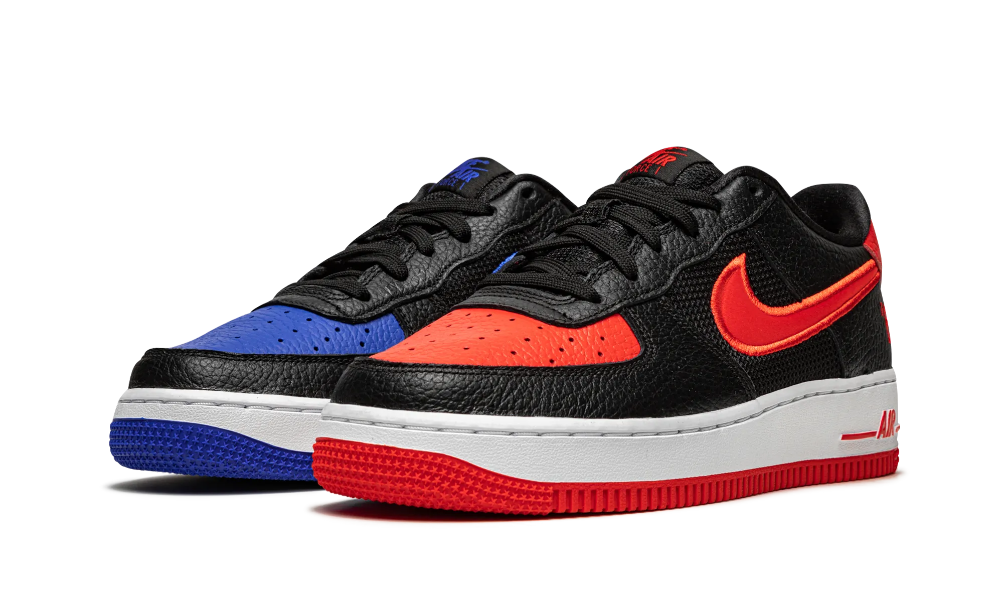 Air Force 1 Low LV8 GS "Black / Chile / Racer Blue" Heel lockdown Comfort Layers