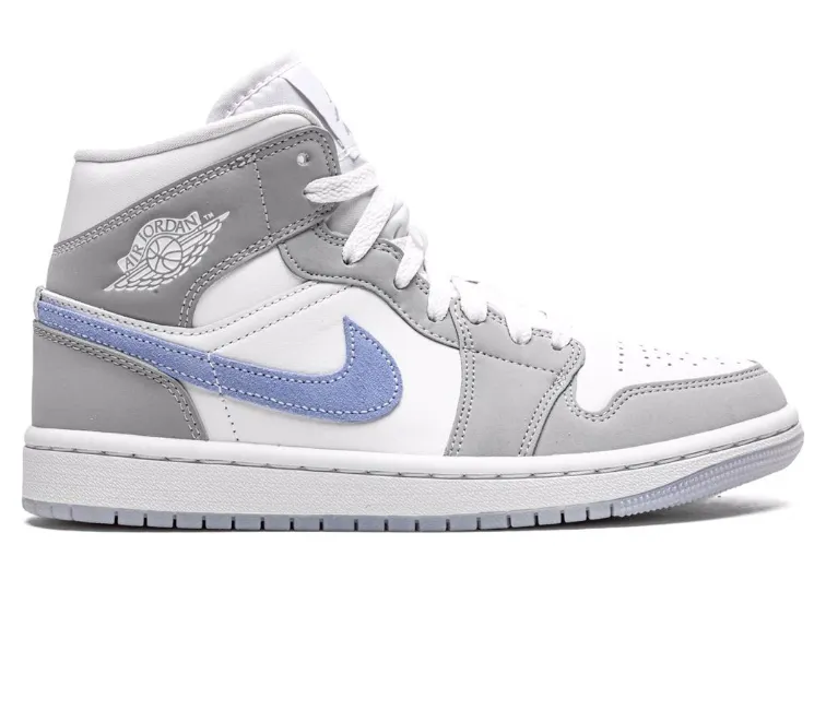 Women's Nike Air Jordan 1 Mid (Wolf Grey/Aluminium) Molded EVA Foam