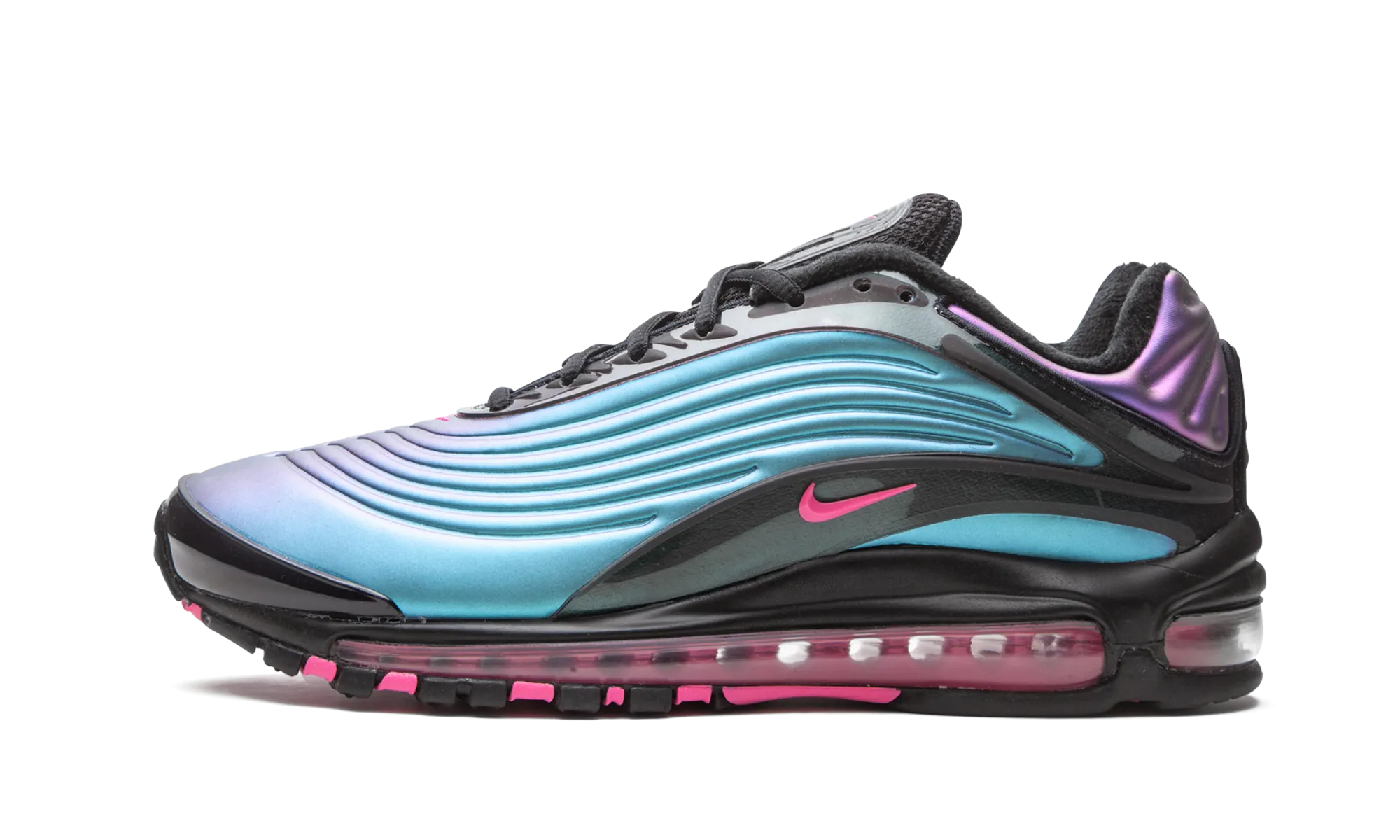 Air Max Deluxe "Throwback Future" running in wet tracks shoes maximalist running shoes