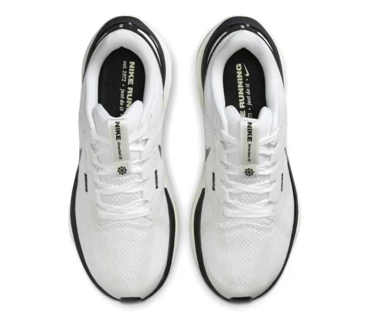 Womens Nike Air Zoom Structure 25 (White/Black-Coconut Milk) Minimalist Stitching