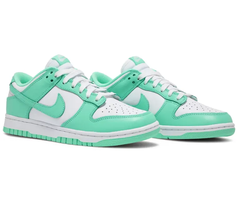 High Density Compression Knit Women's Nike Dunk Low (White/Green Glow)