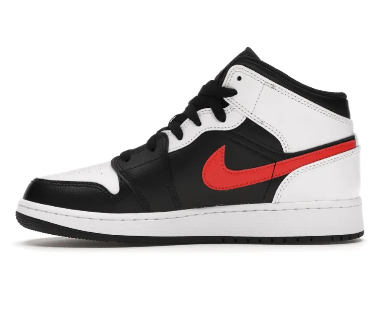 GS Nike Air Jordan 1 Mid (White/Black/Chile Red) Fashion-Forward