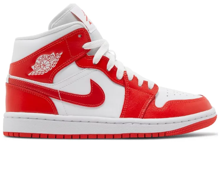 Women's Nike Air Jordan 1 Mid (White/Habanero Red) Full-Support