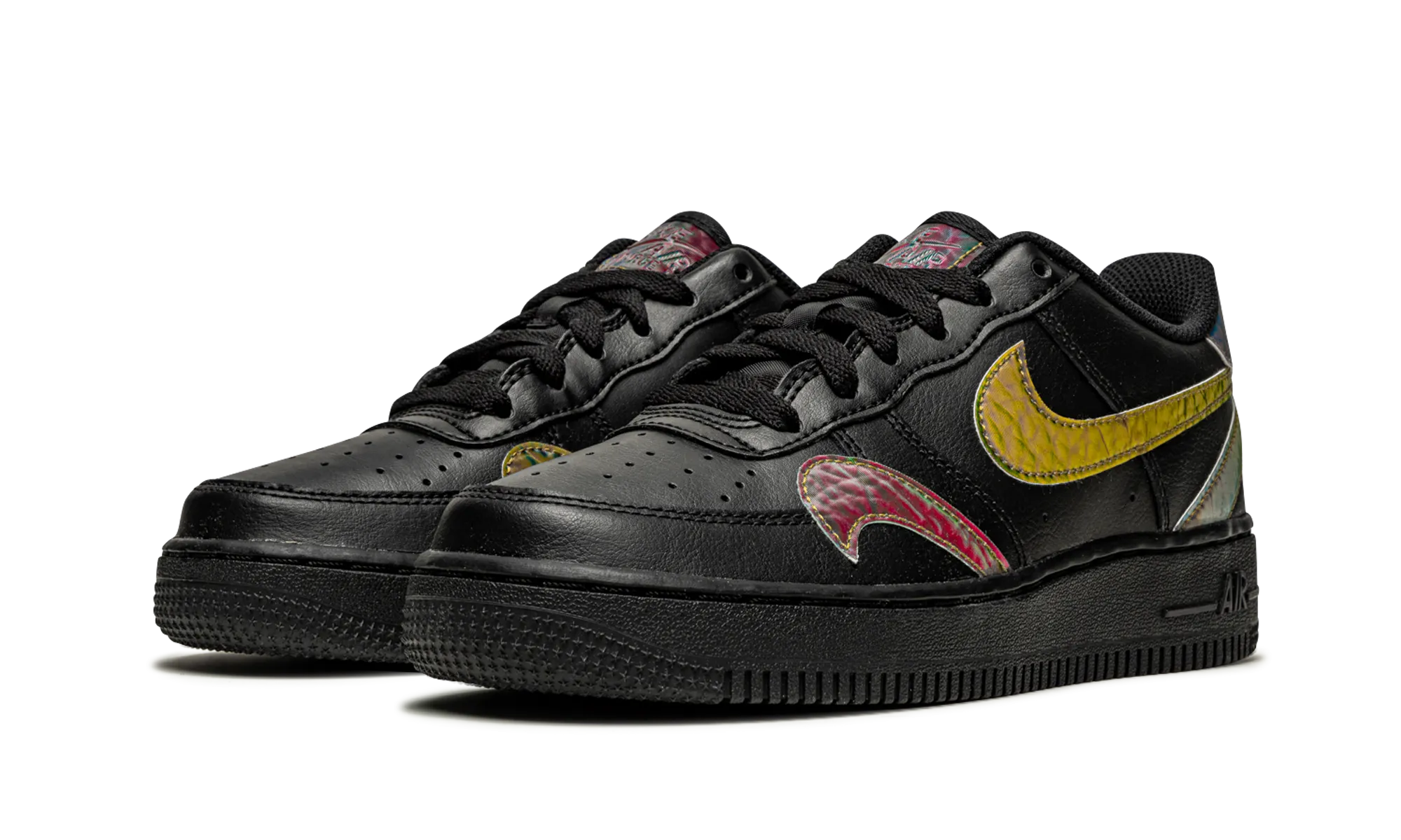 Breathable Ease Air Force 1 Low LV8 GS "Misplaced Swooshes - Black"