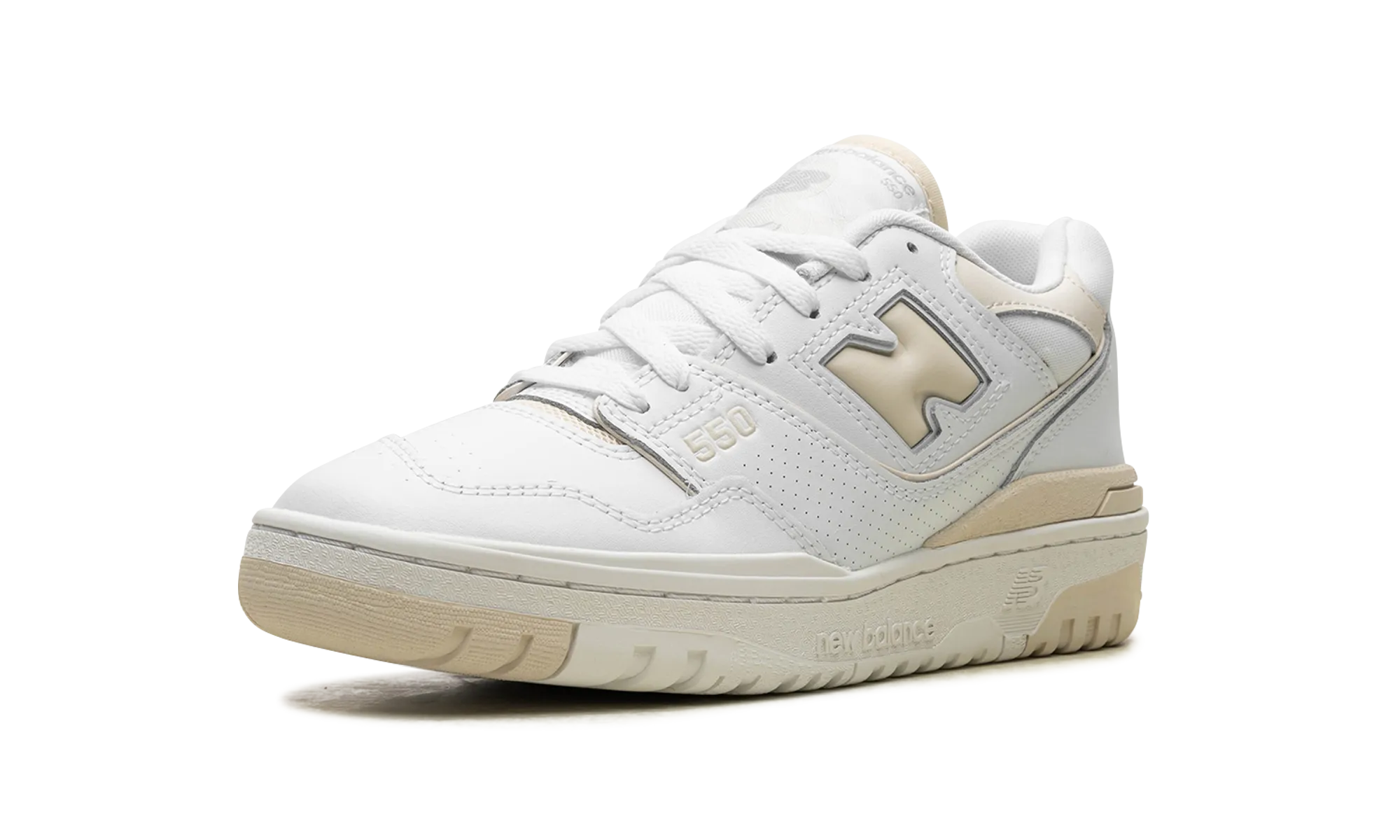 550 WMNS "White / Linen" running for a way to stay happy high - arched