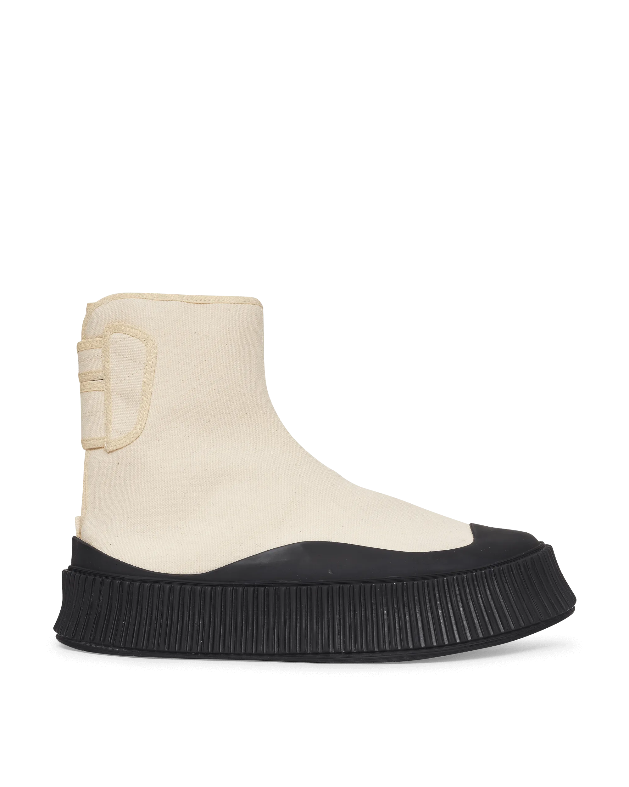 Mesh Lining Reinforced Seams Canvas High-Top Sneakers Beige