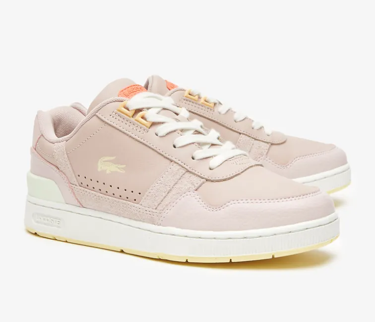 Women's Lacoste T-Clip 123 8 SFA (Light Pink/Light Yellow) Stable Heel Counter