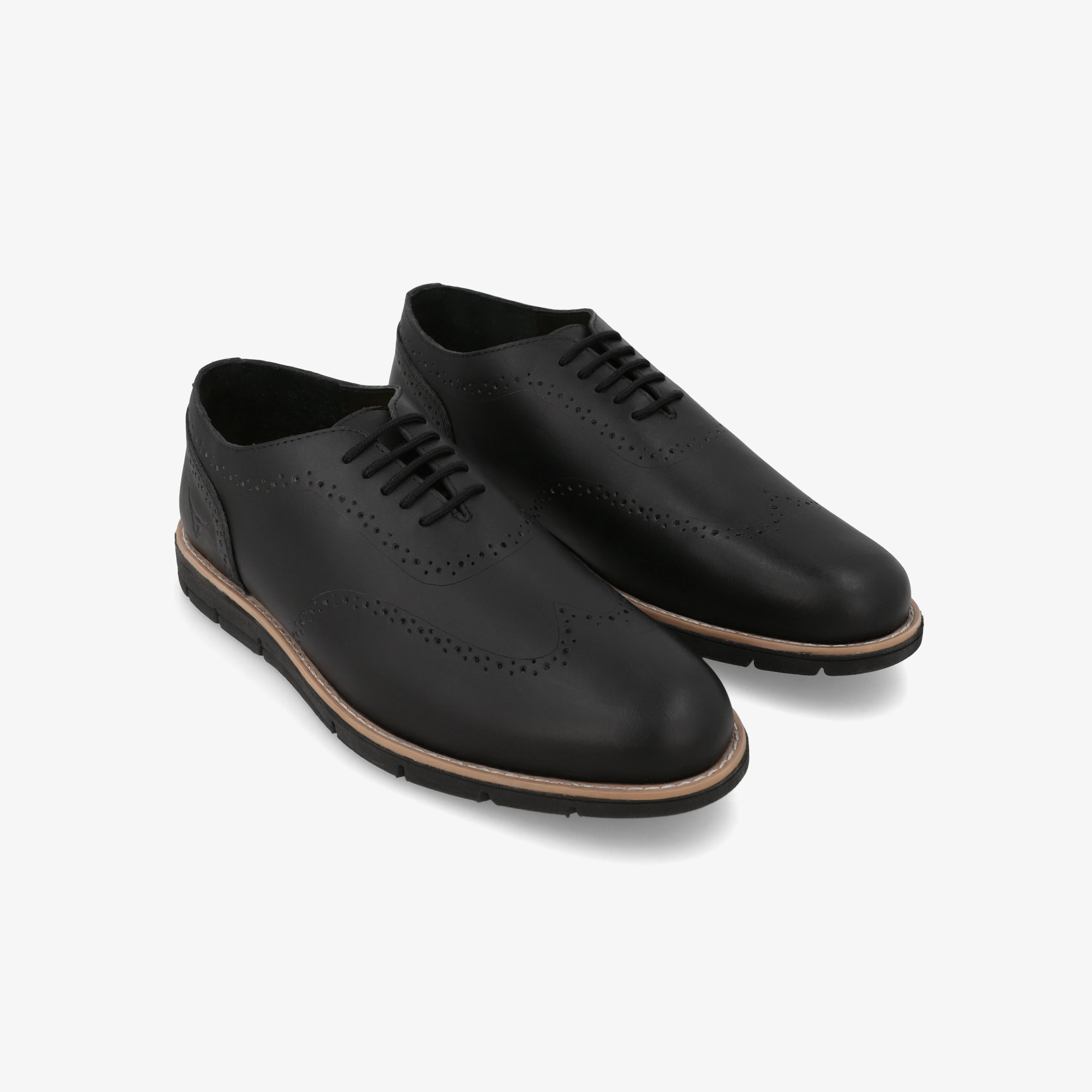 Fadano - VentureFlex Men's Wingtip Oxfords Black Modern Edge Dapper Style