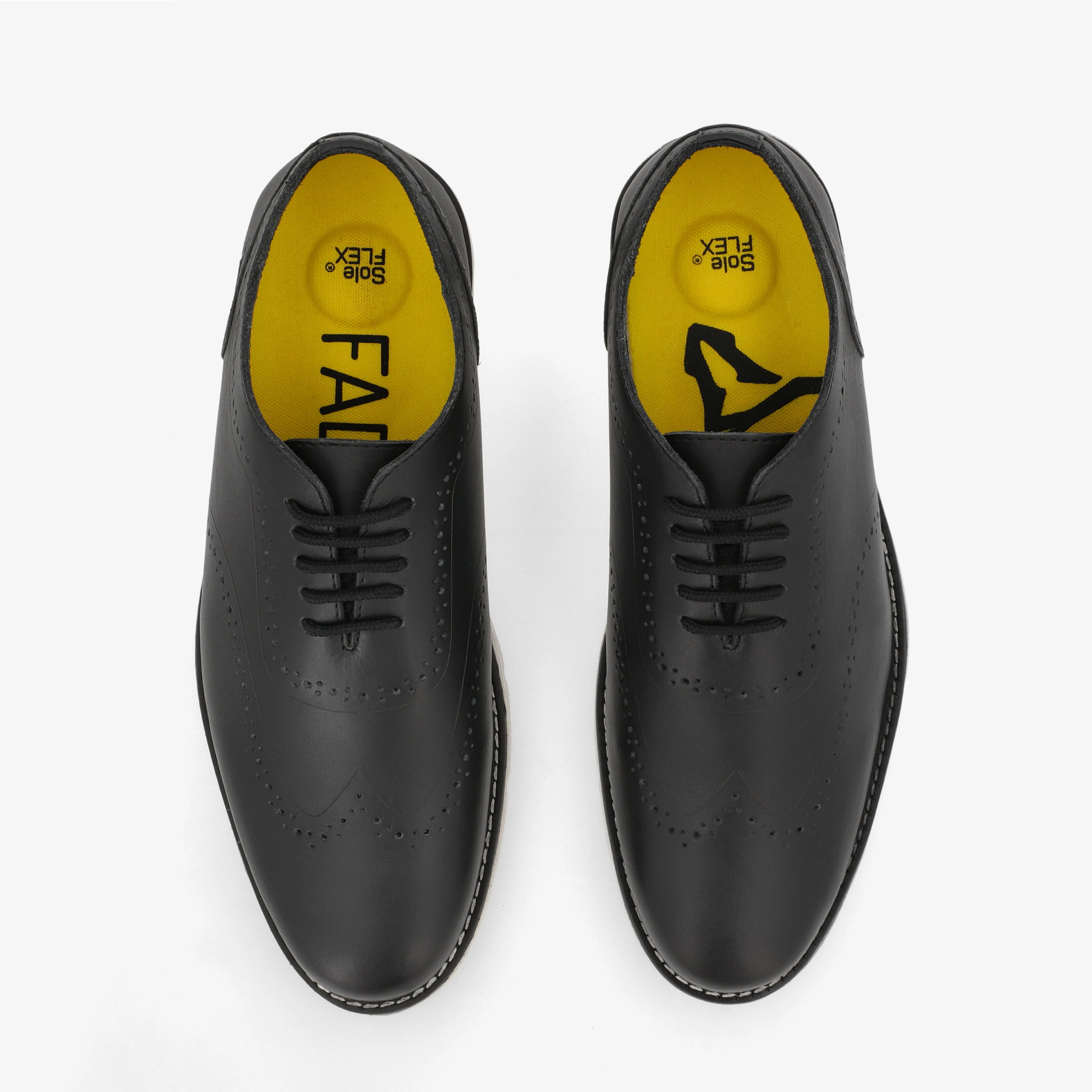 Fadano - VentureFlex Men's Wingtip Oxfords Black / White Chisel Cut Easy Clean