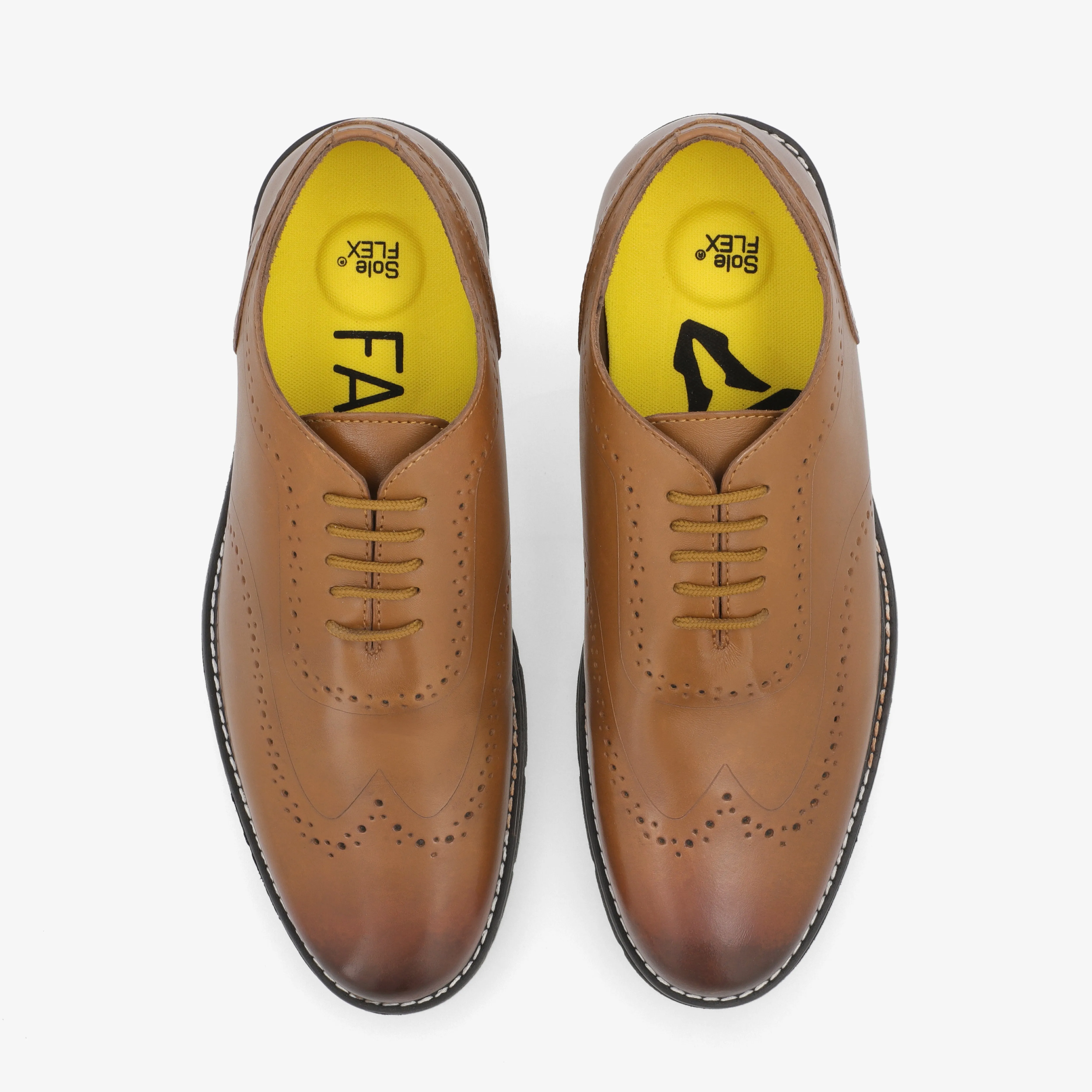 Fadano - VentureFlex Men's Wingtip Oxfords Brown Marriage Pair Pop Tone
