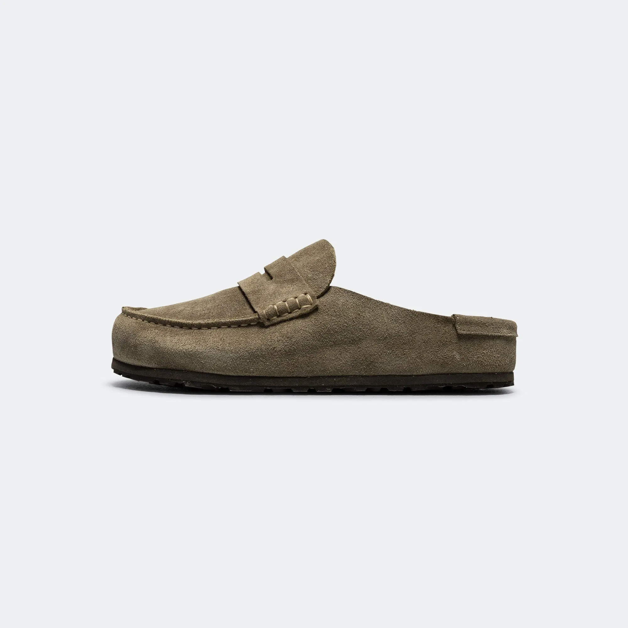 Rubber Sole Functional Walking Shoes Naples Wrapped - Taupe Suede Leather